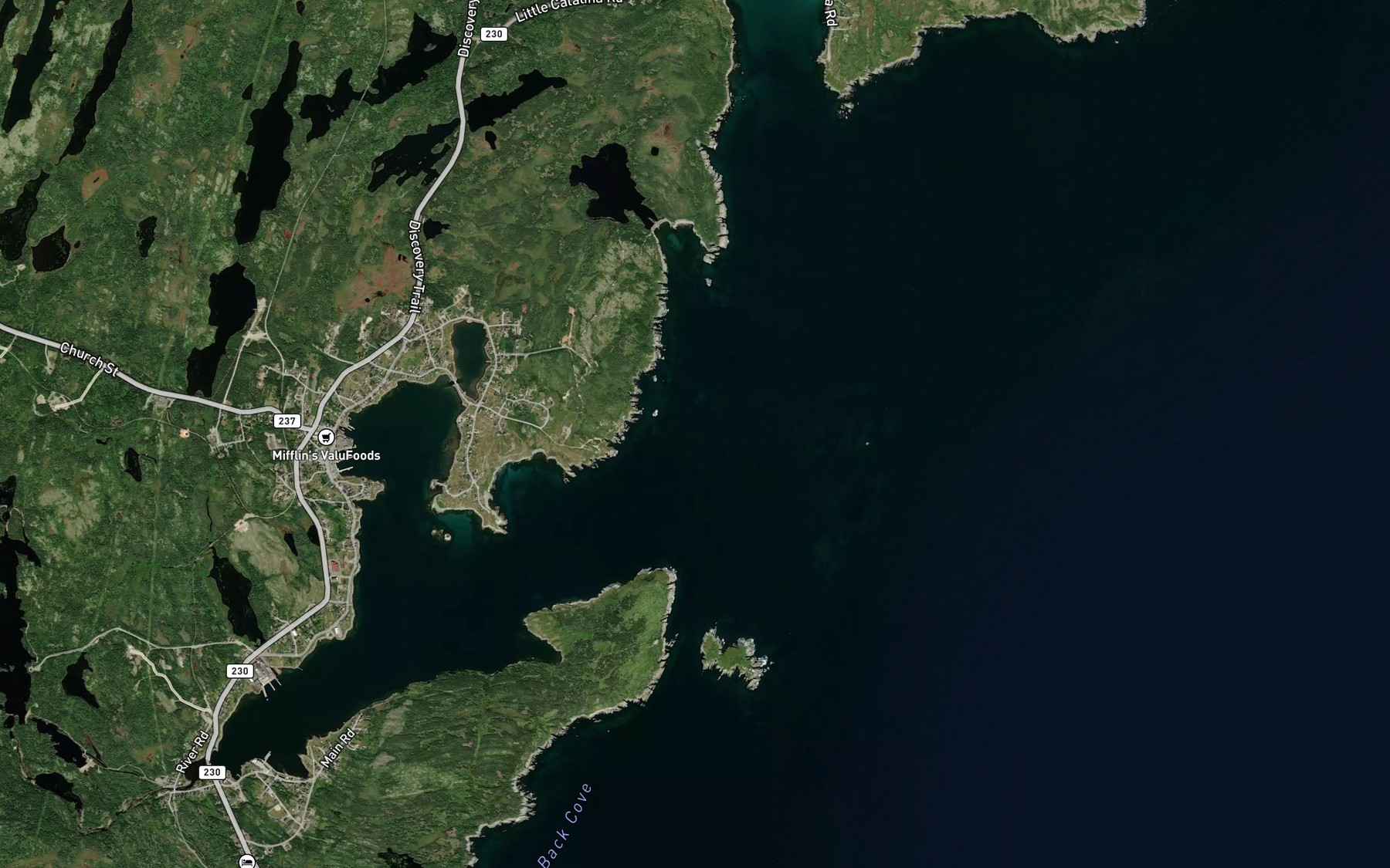 Satellite map of the Shepherd Cove