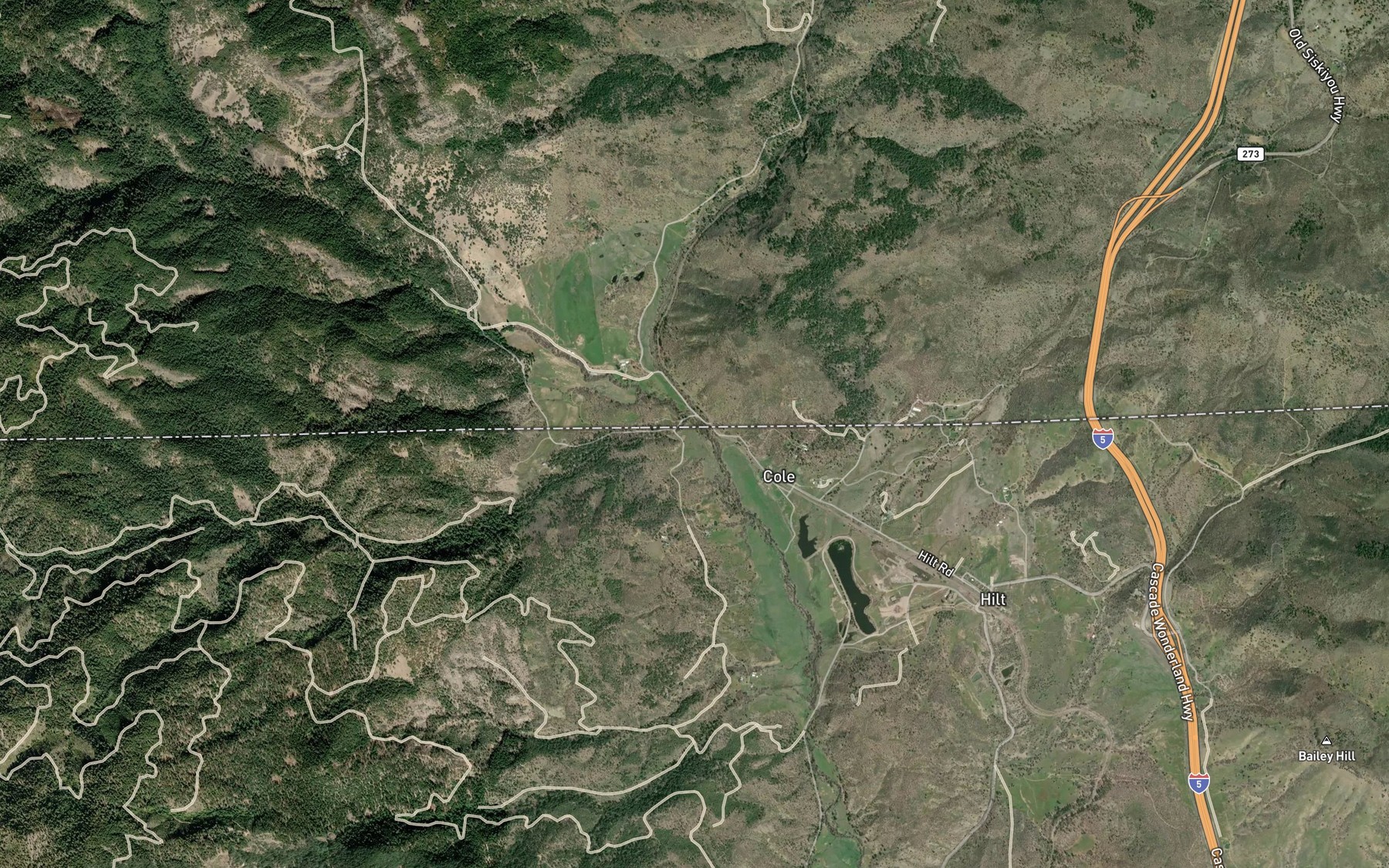 Satellite map of the Spaulding Creek
