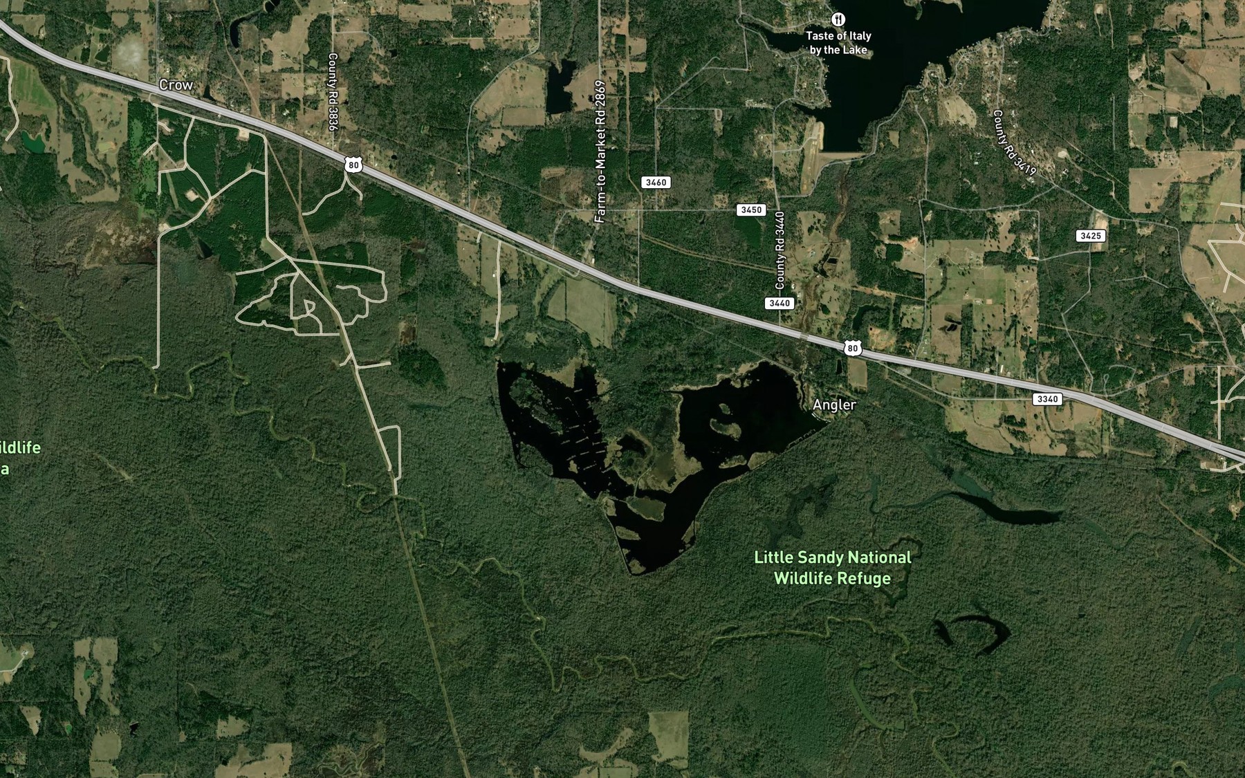 Satellite map of the Overton Lake