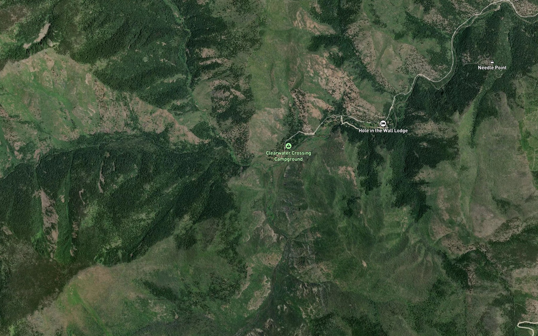 Satellite map of the North Fork Fish Creek