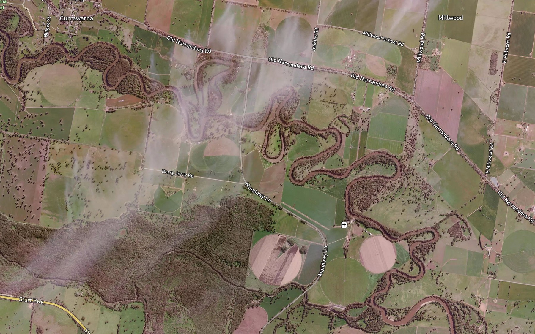 Satellite map of the Mundowey Lagoon