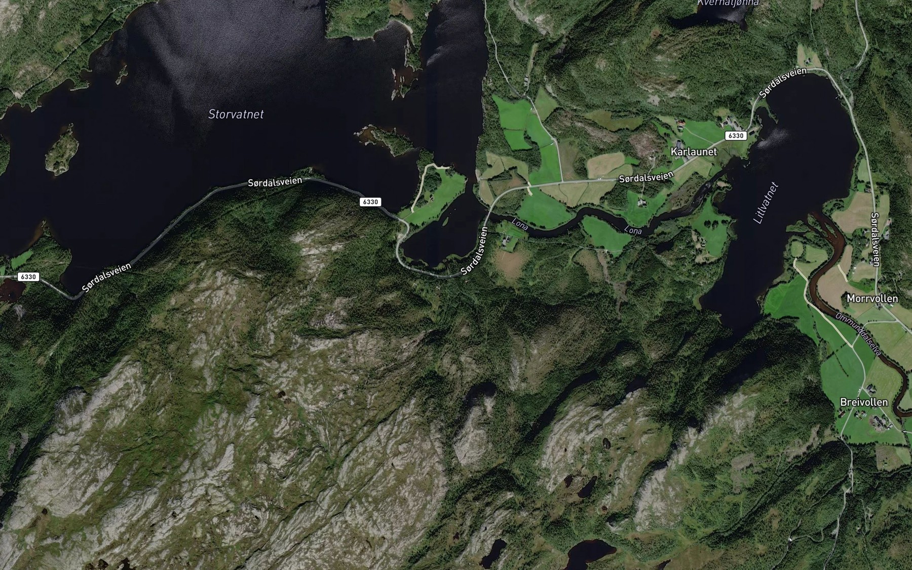 Satellite map of the Svarttjornbekken