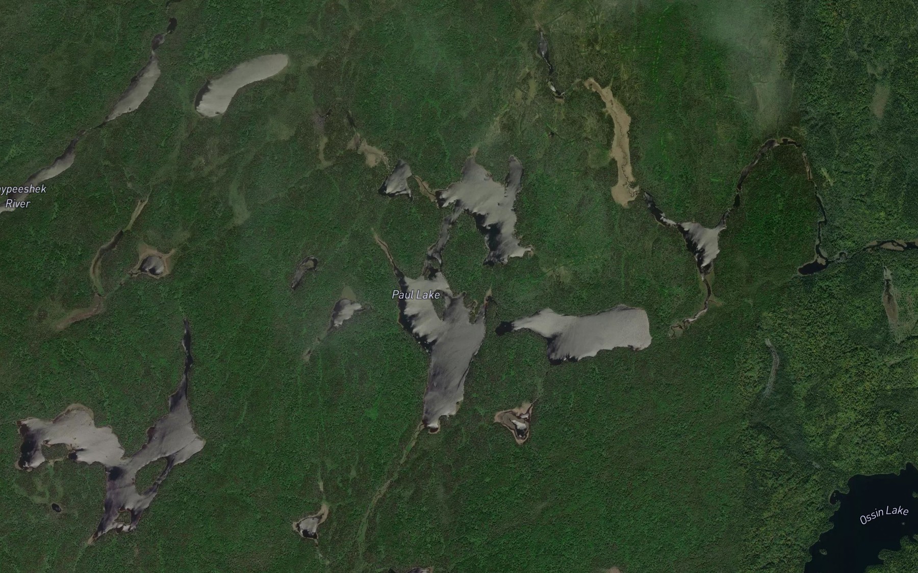 Satellite map of the Paul Lake