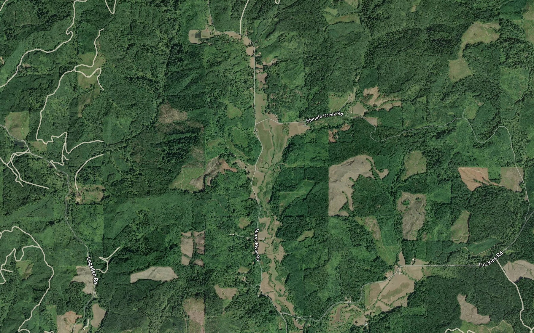 Satellite map of the Shingle Creek