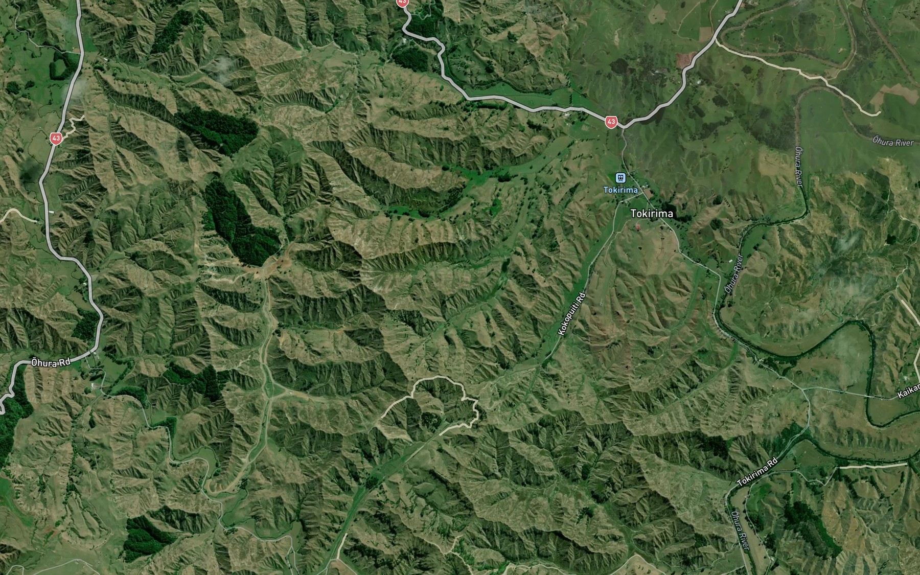 Satellite map of the Kokopuiti Stream