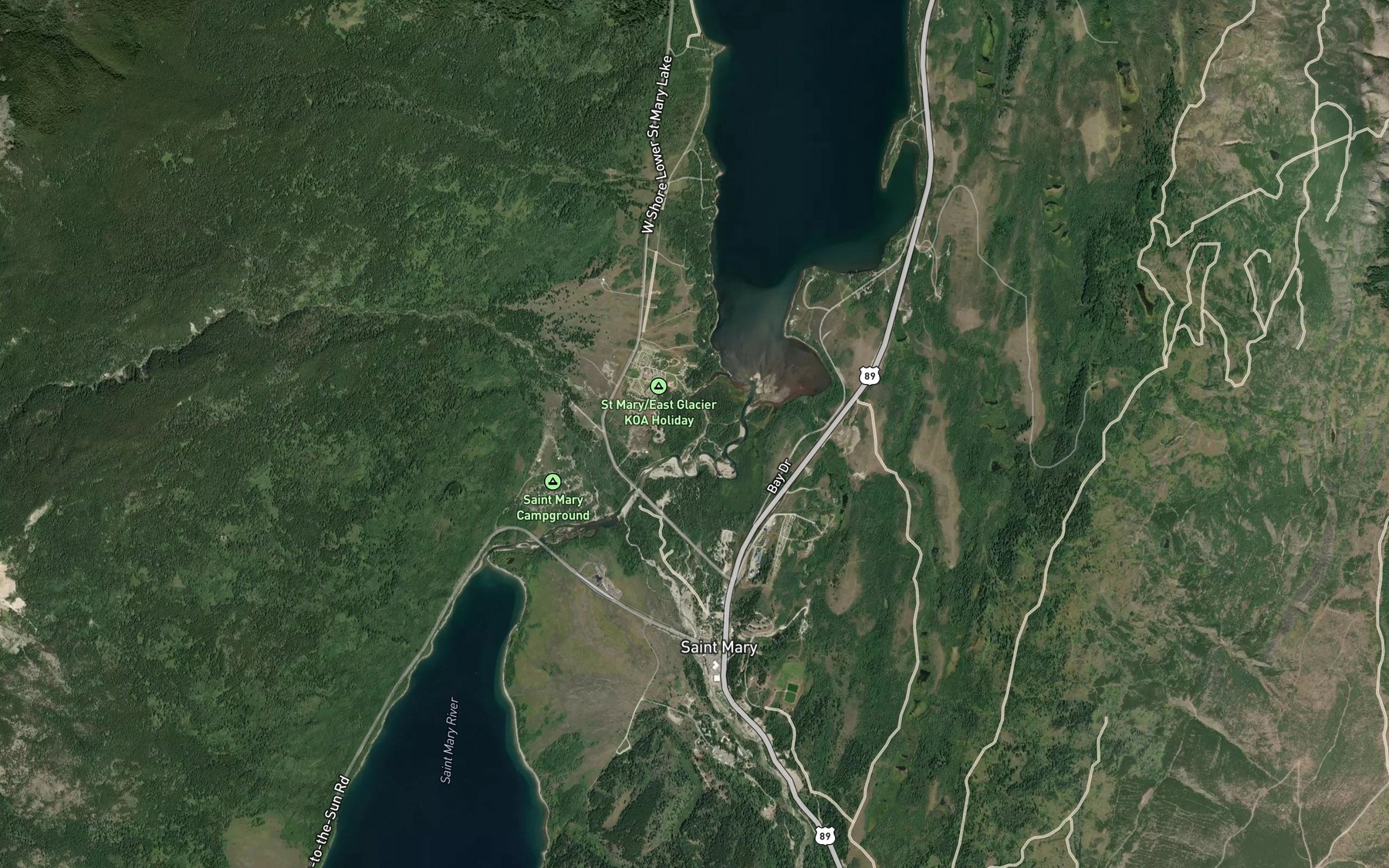 Satellite map of the Wild Creek