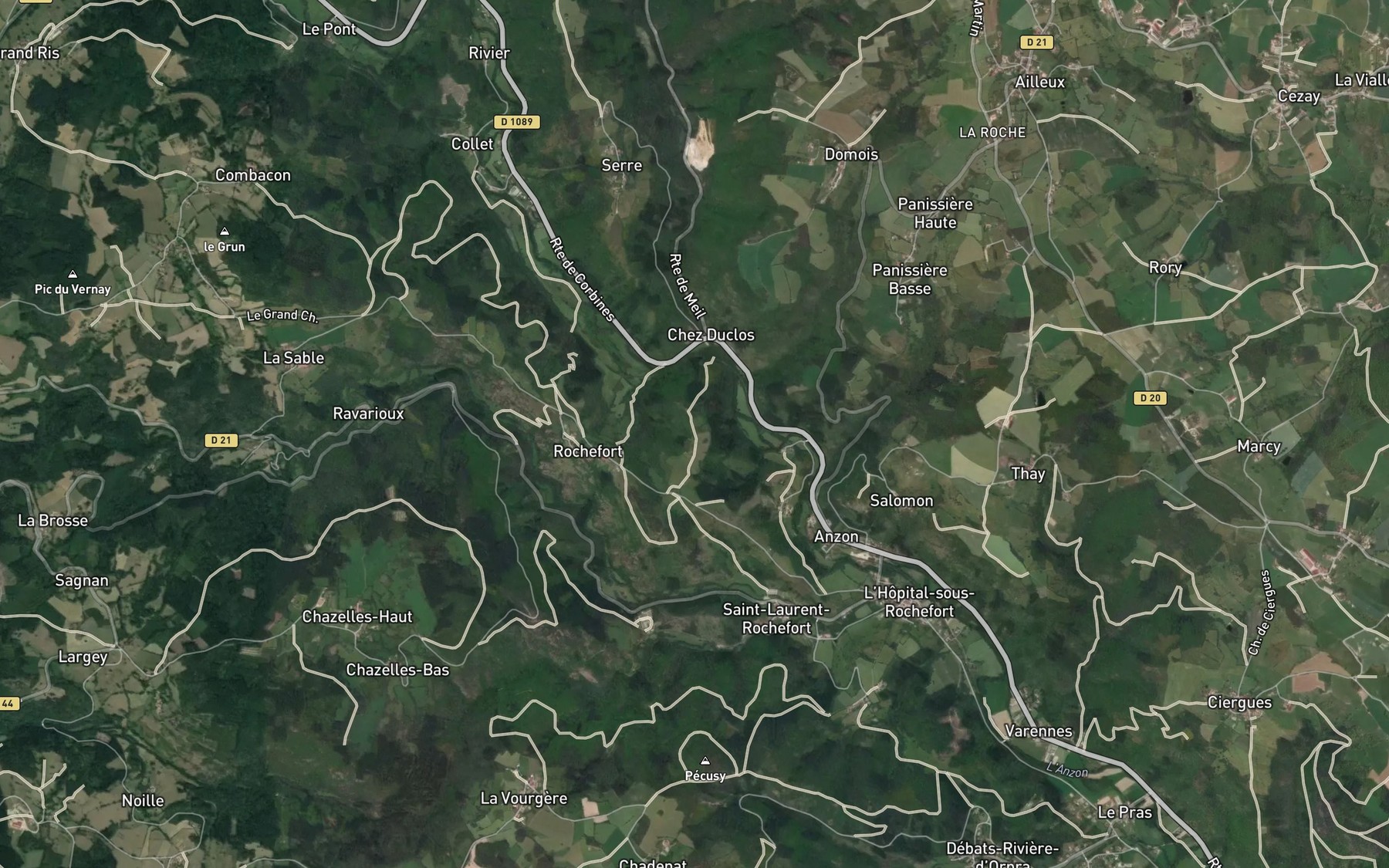 Satellite map of the Ruisseau d'Aubeque