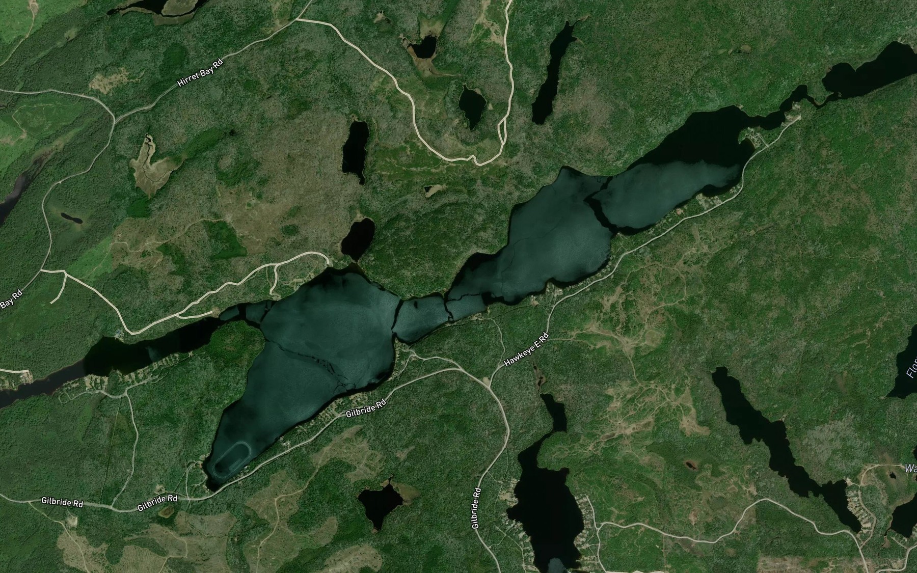 Satellite map of the Hawkeye Lake