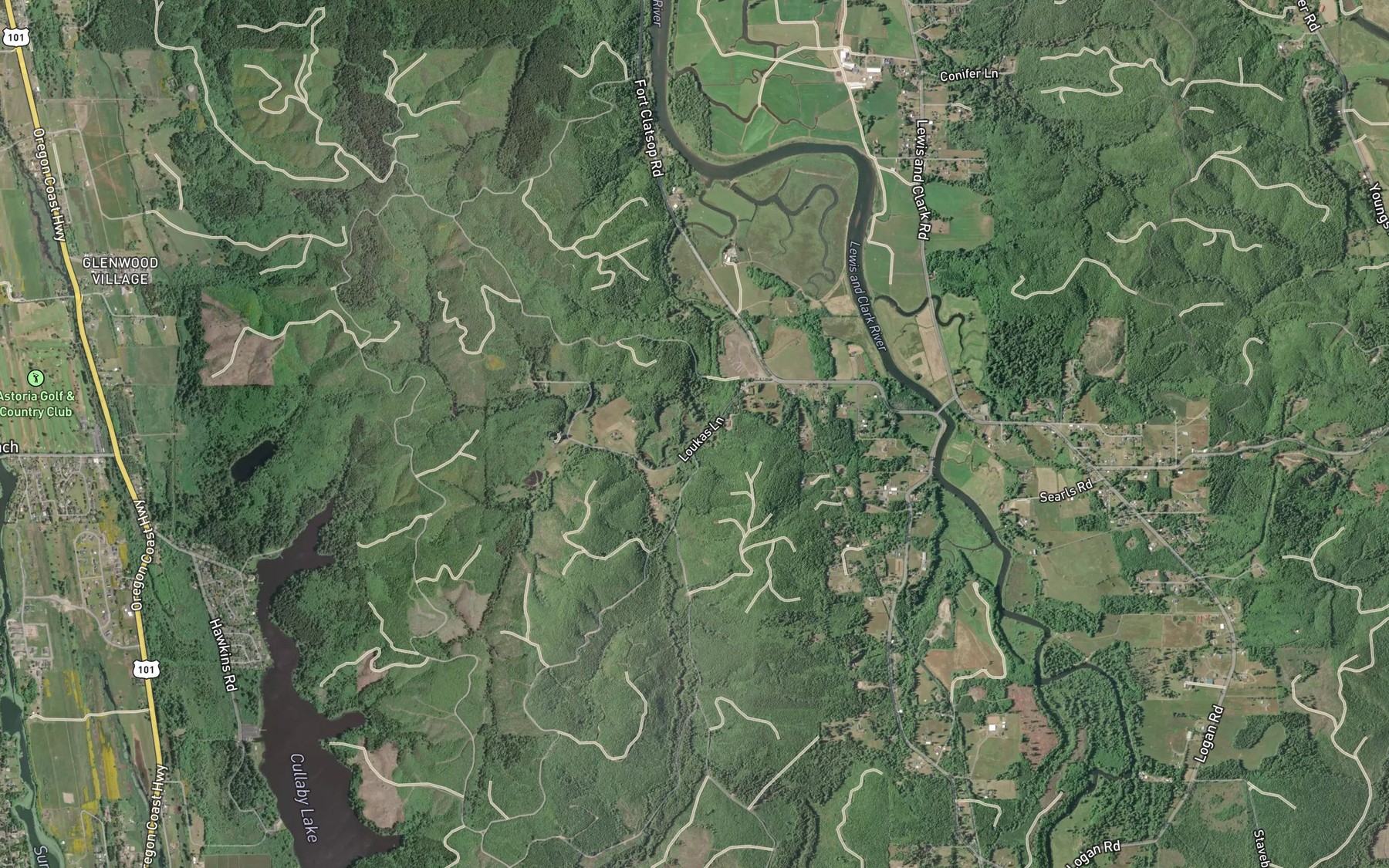 Satellite map of the Johnson Creek