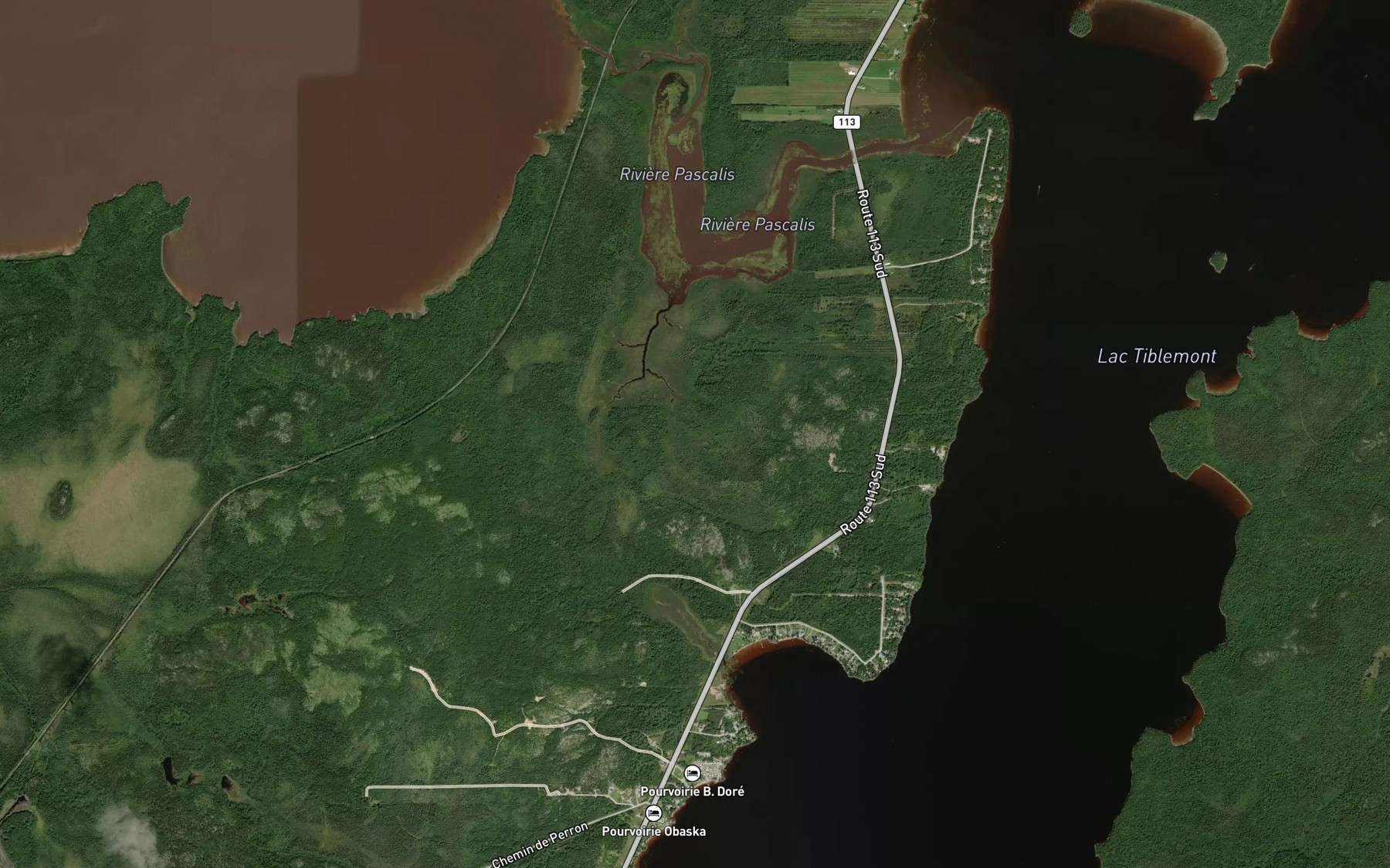 Satellite map of the Ruisseau Pedneault