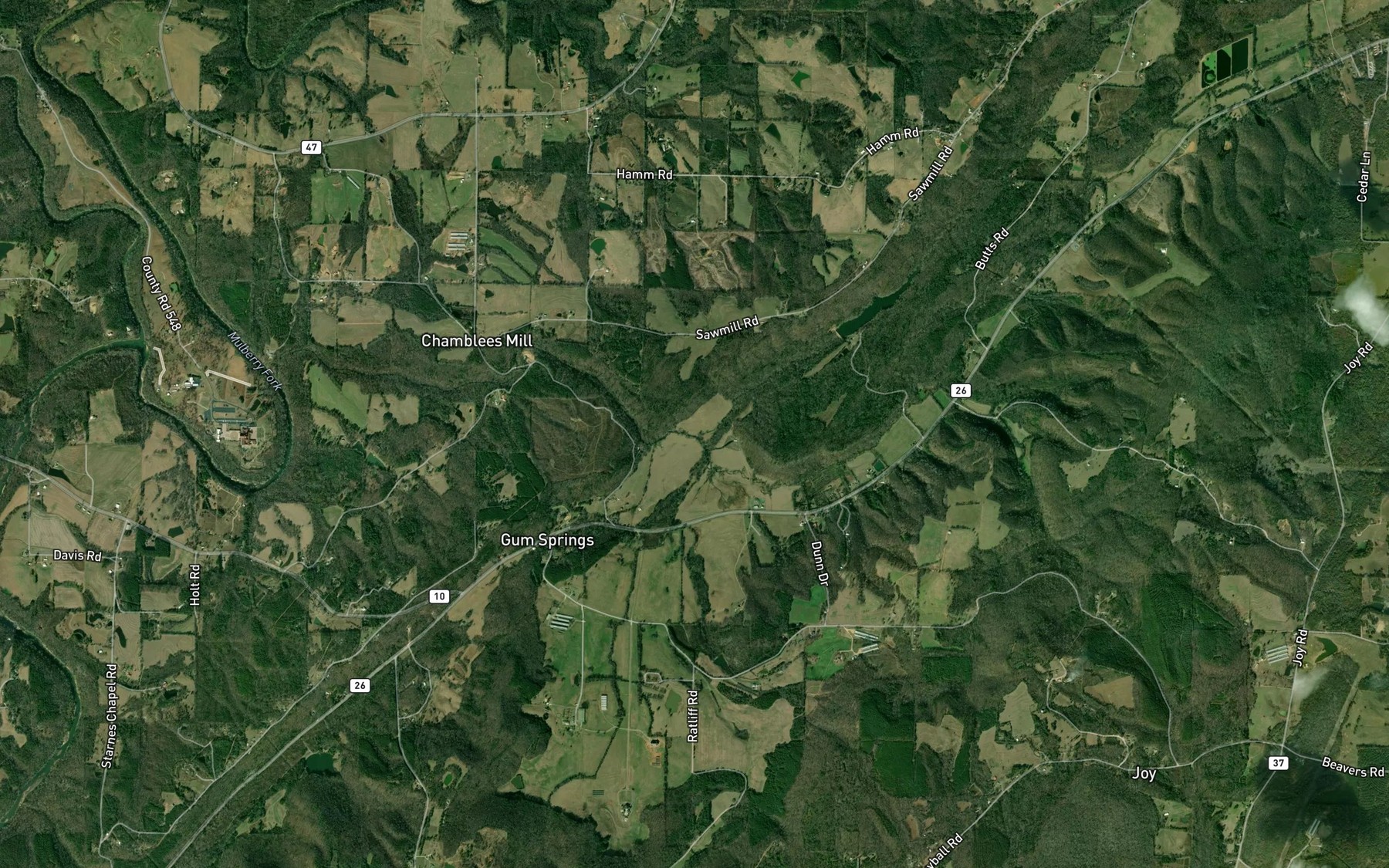 Satellite map of the Gin Branch