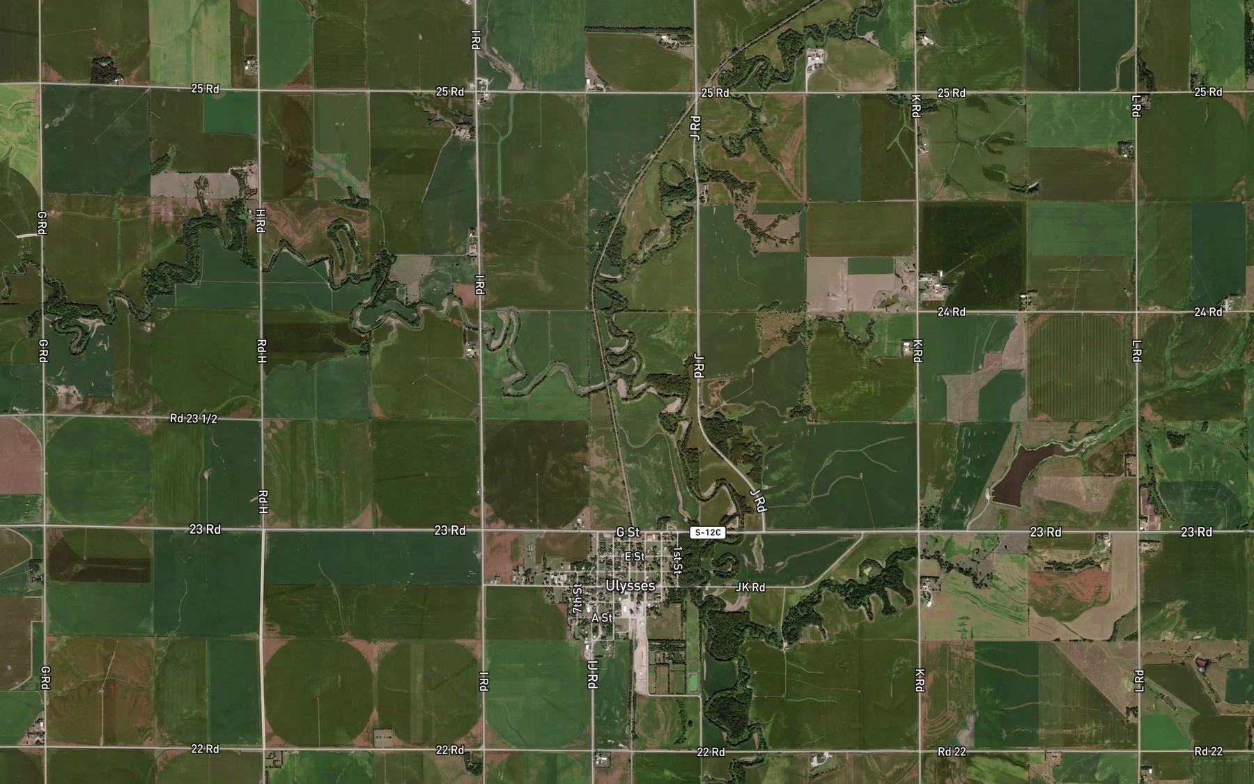 Satellite map of the North Branch Big Blue River