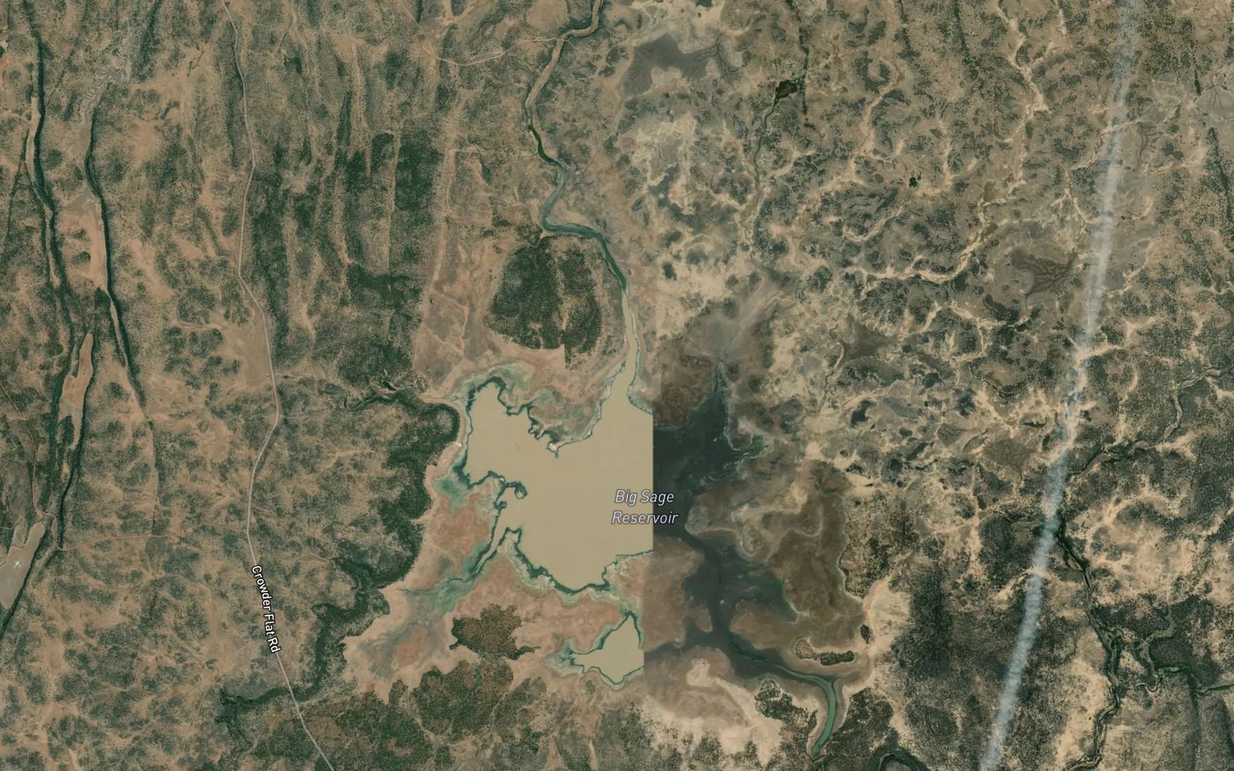 Satellite map of the Big Sage Reservoir