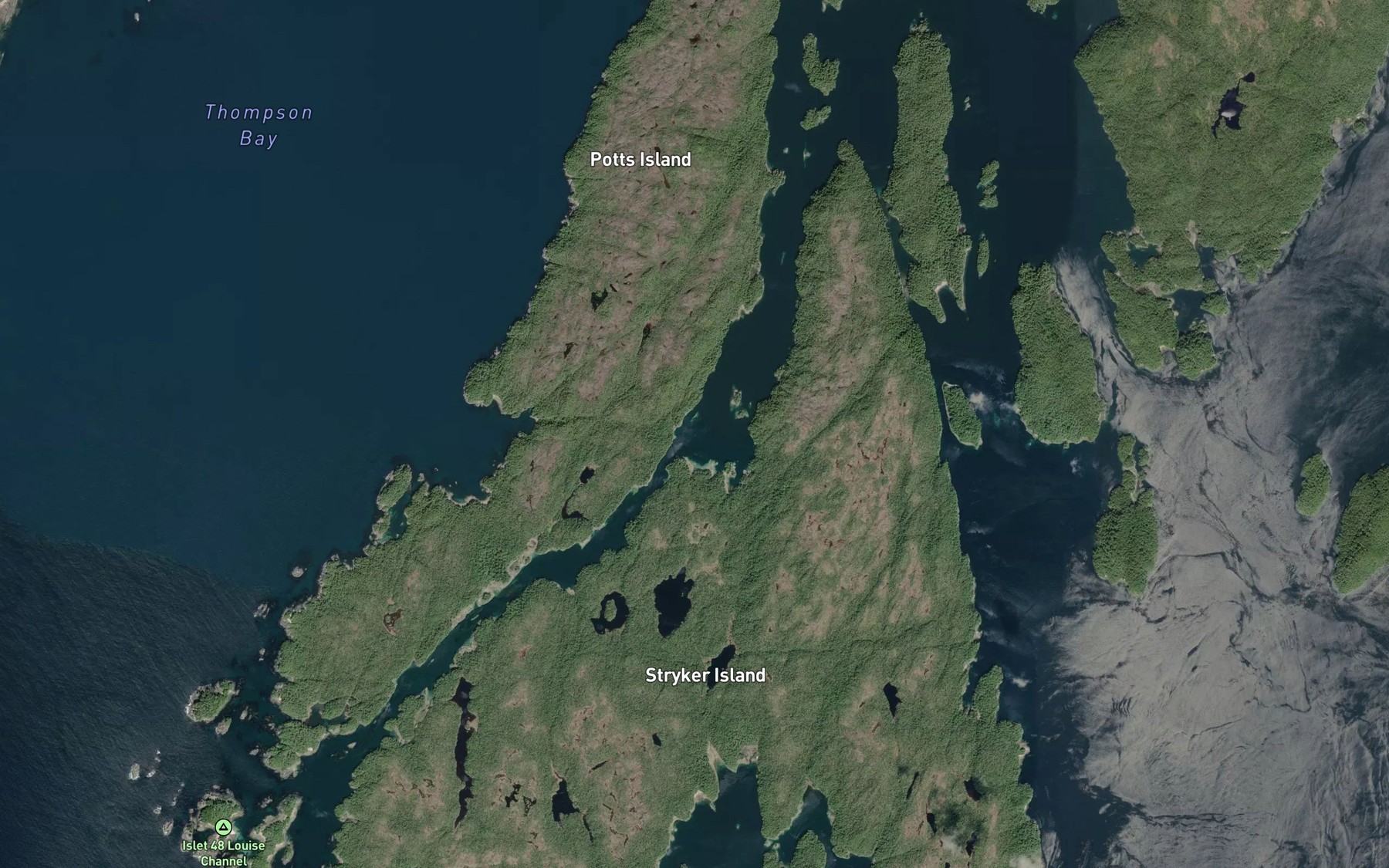 Satellite map of the Louise Channel