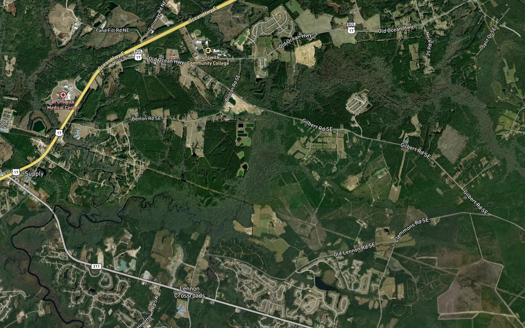 Satellite map of the Nucitt Branch