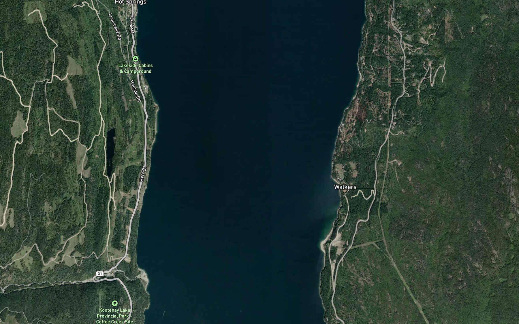 Satellite map of the Kootenay Lake