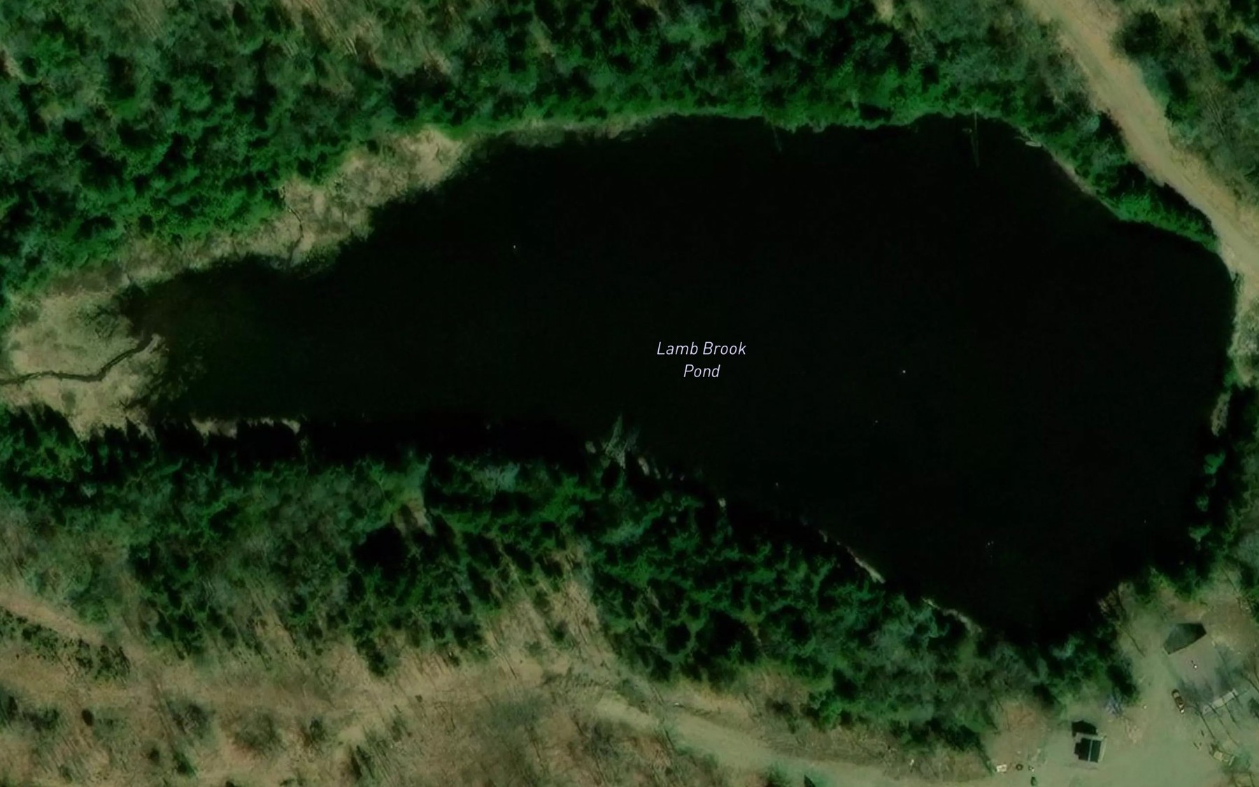 Satellite map of the Lamb Brook Pond