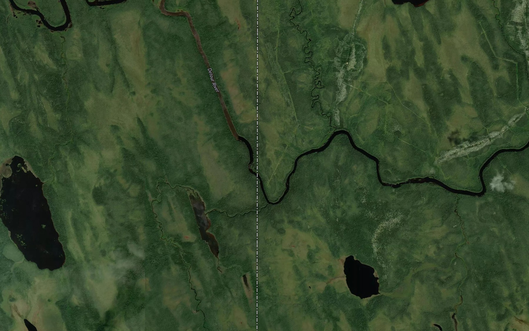 Satellite map of the Detour River