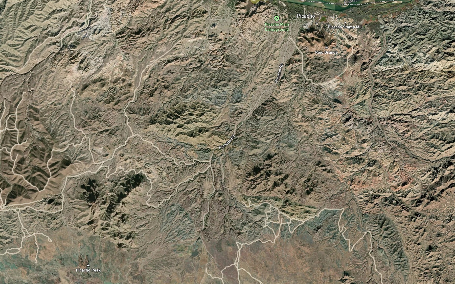 Satellite map of the Arrastia Wash