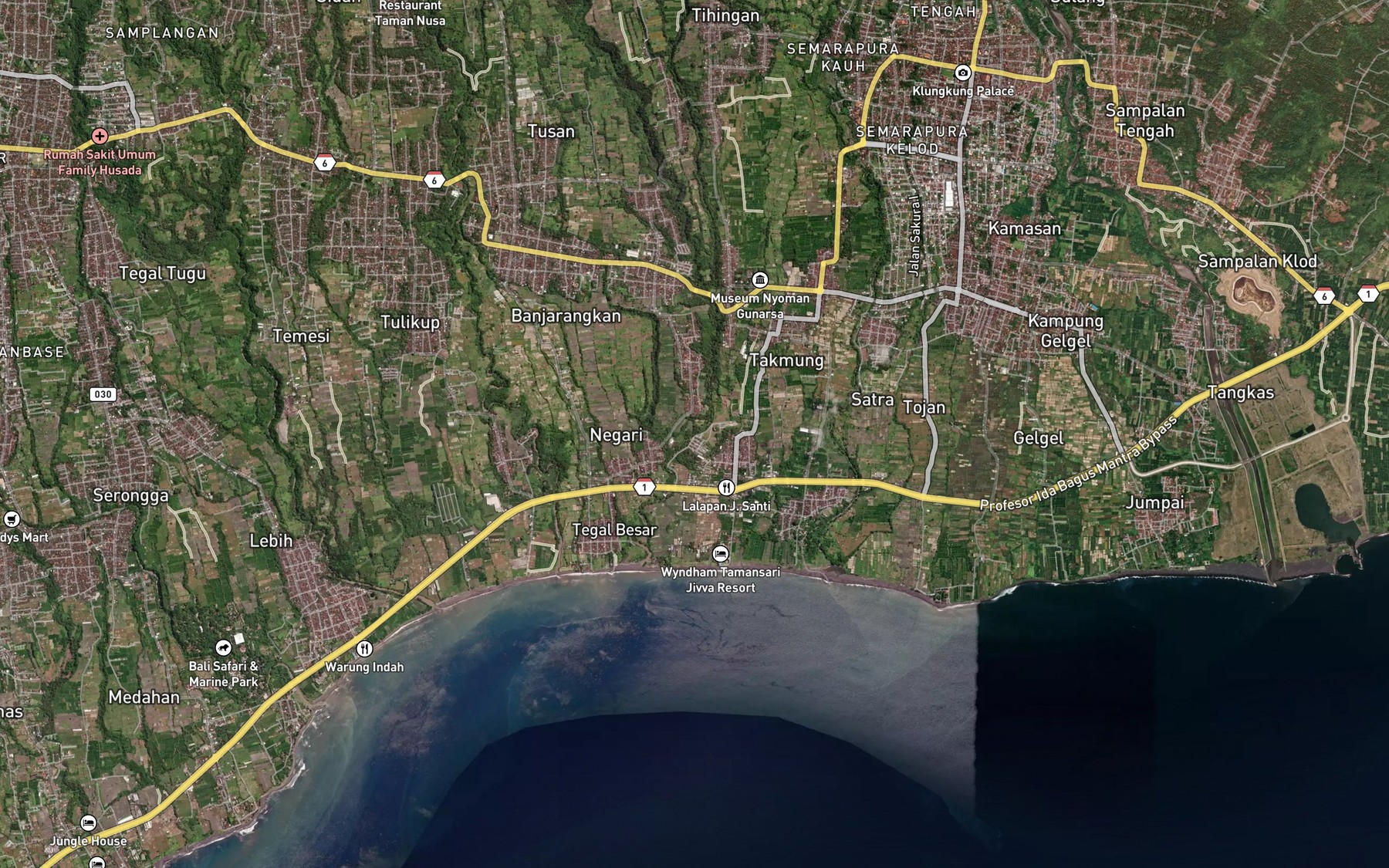 Satellite map of the Tukad Kulkul