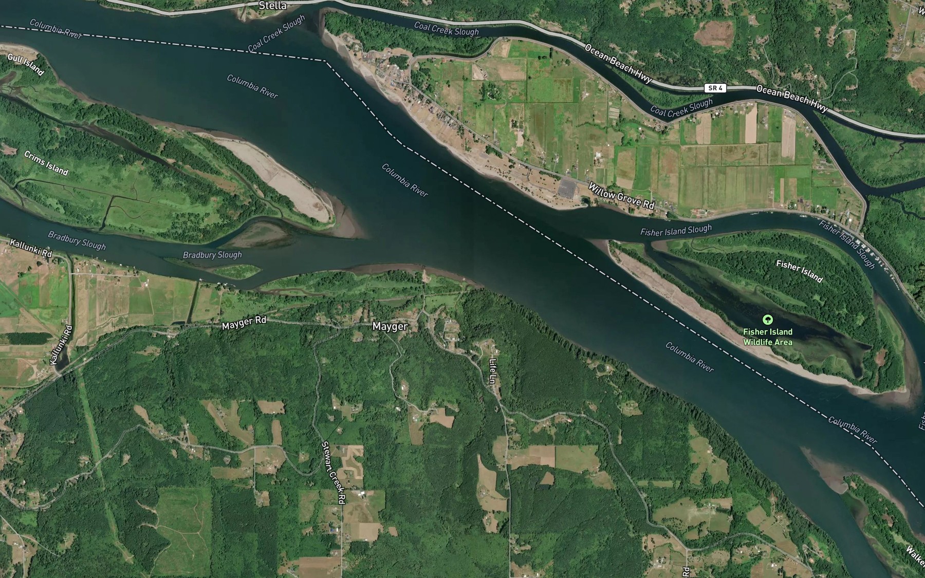 Satellite map of the Green Creek