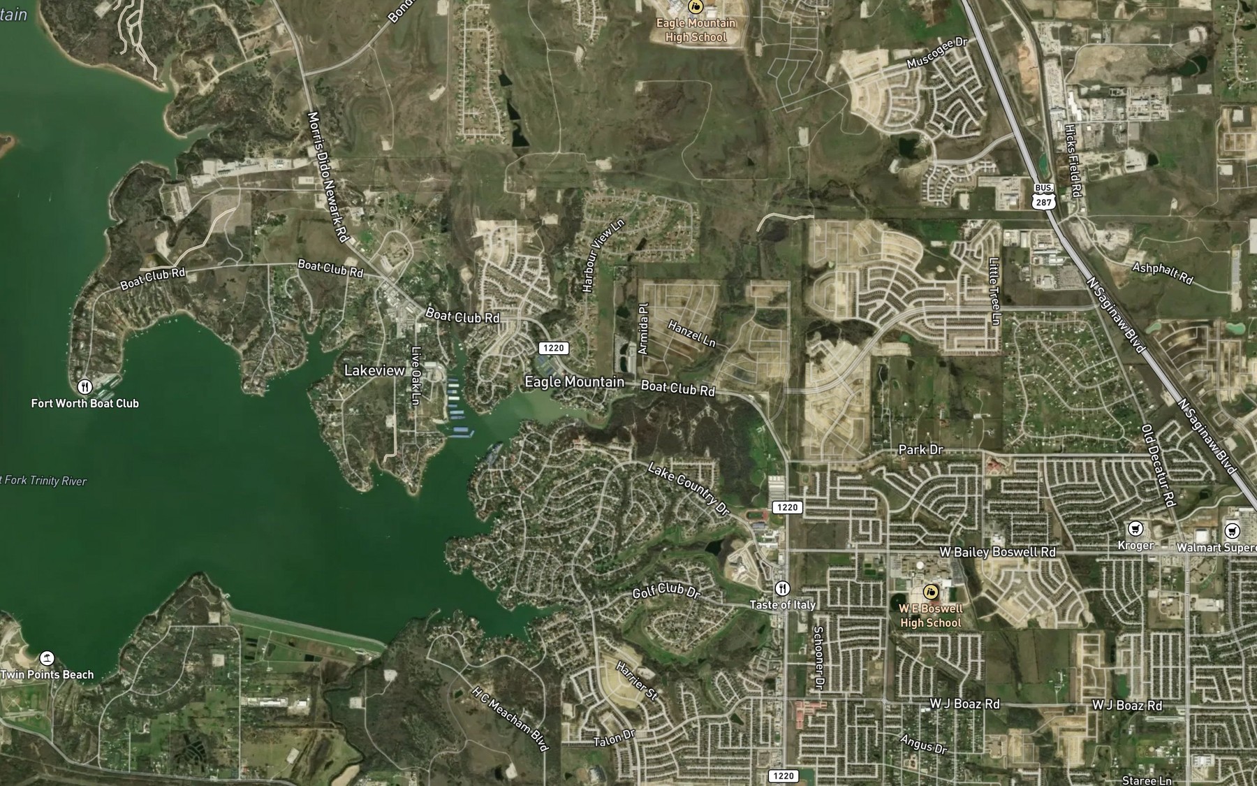 Satellite map of the Dosier Creek