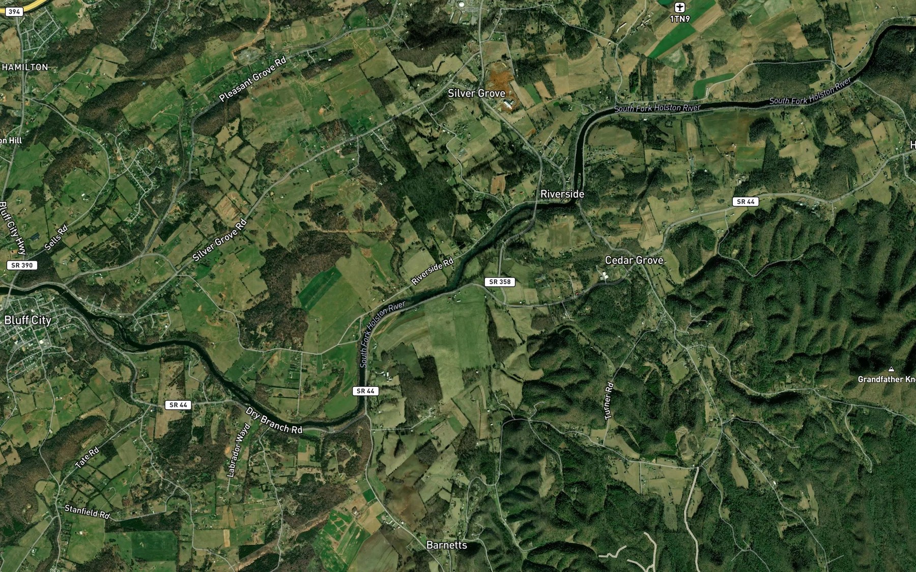 Satellite map of the Possum Creek