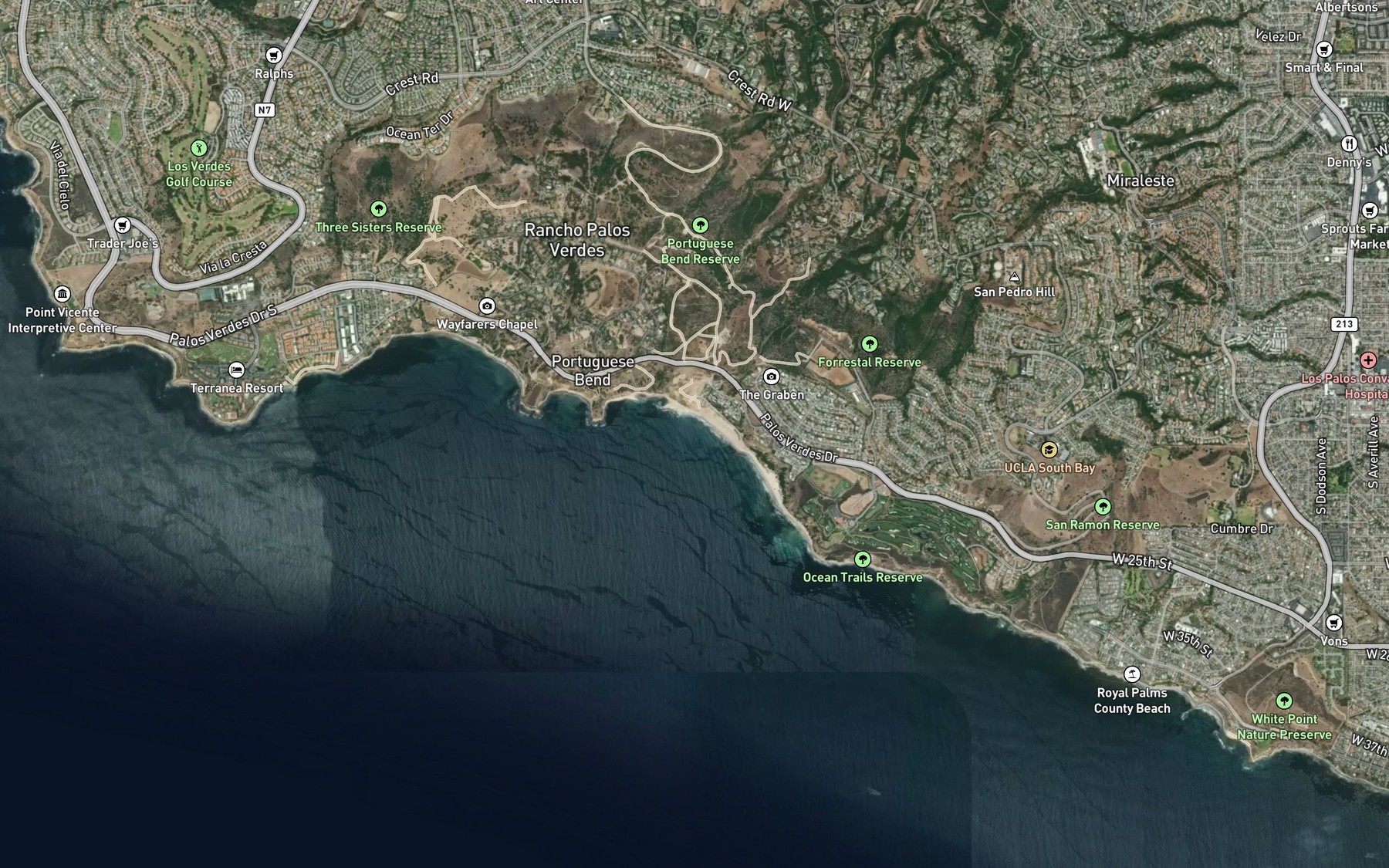 Satellite map of the Portuguese Bend