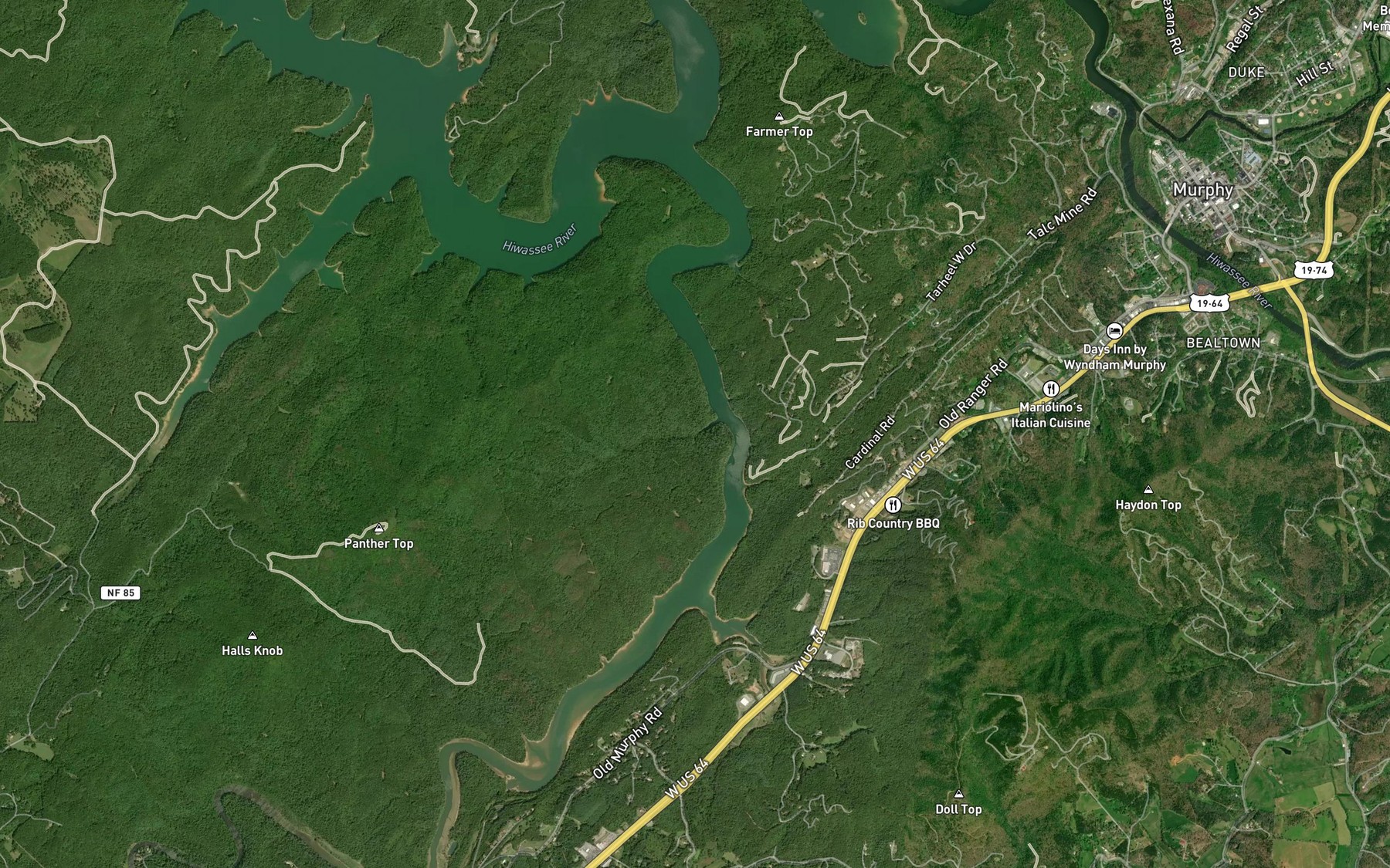 Satellite map of the Laurel Branch