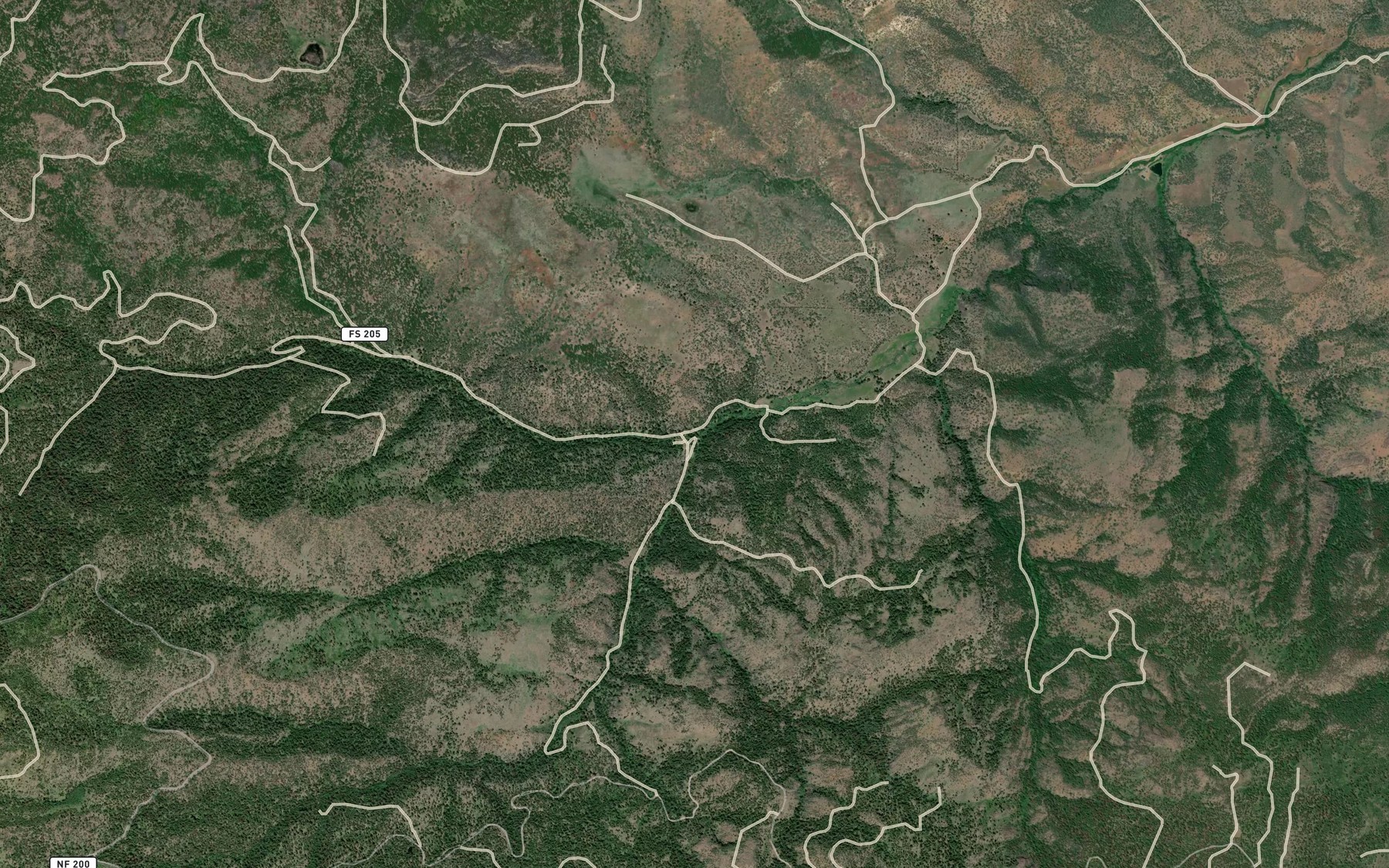Satellite map of the North Fork Bear Creek