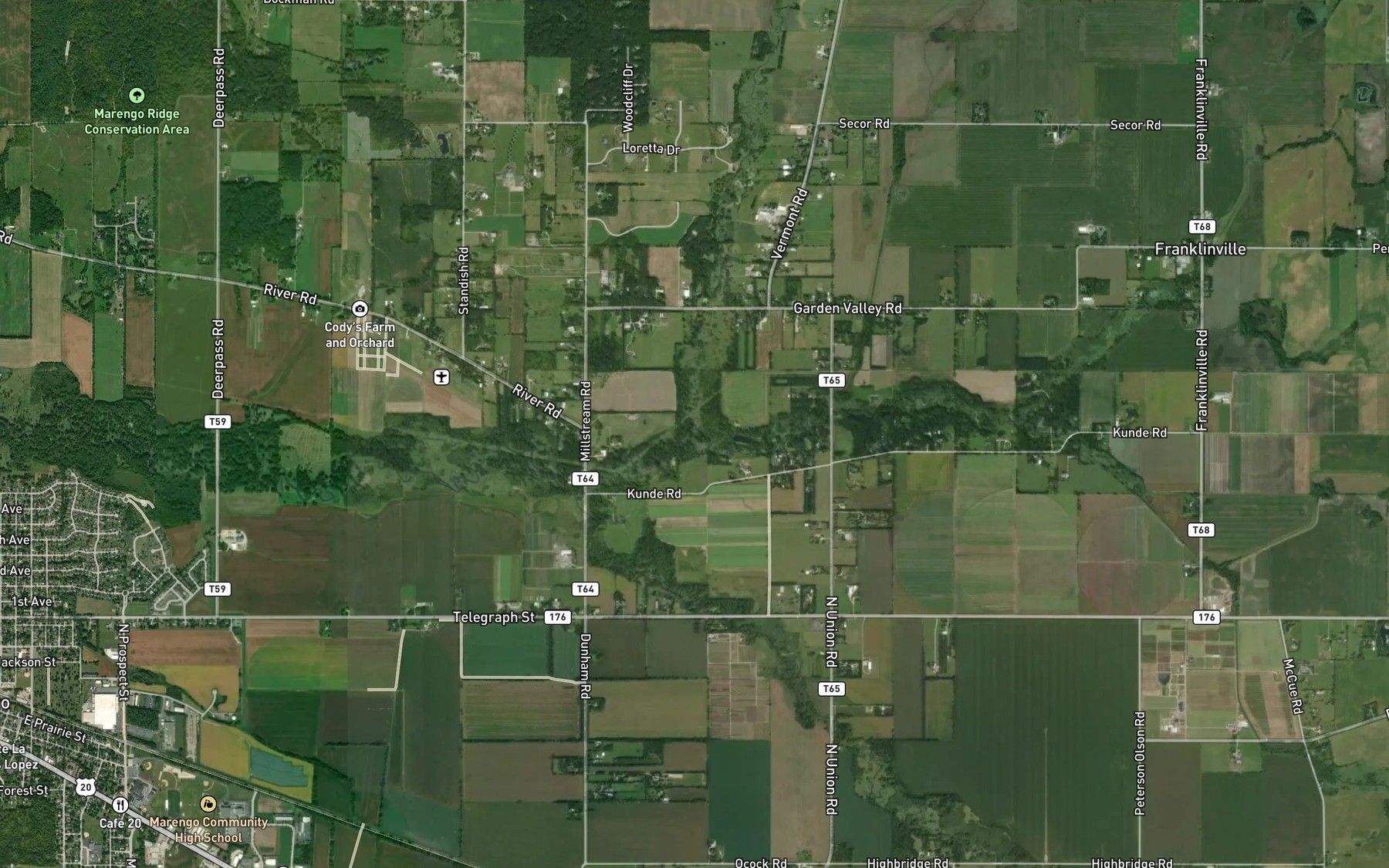 Satellite map of the North Branch Kishwaukee River