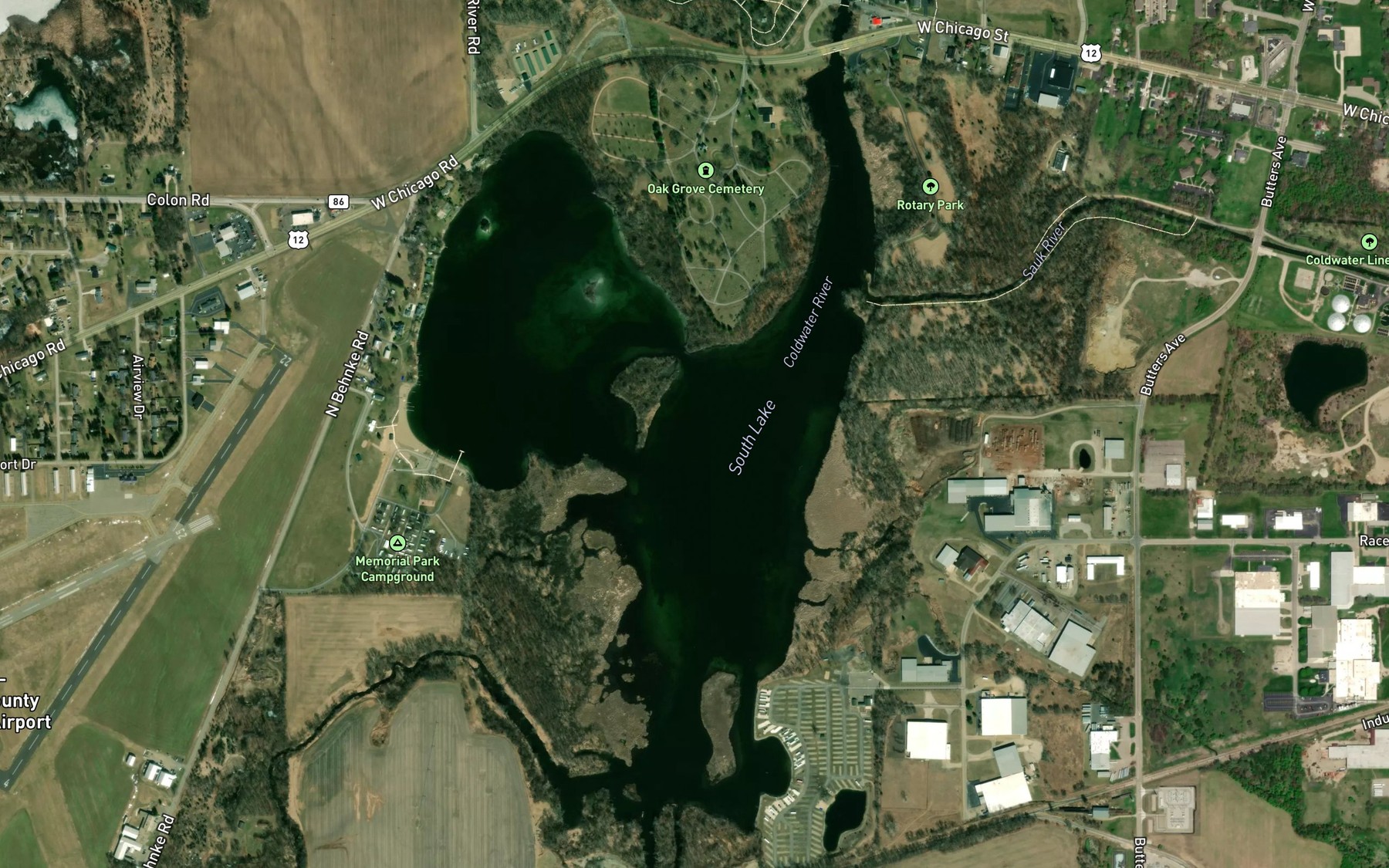 Satellite map of the South Lake
