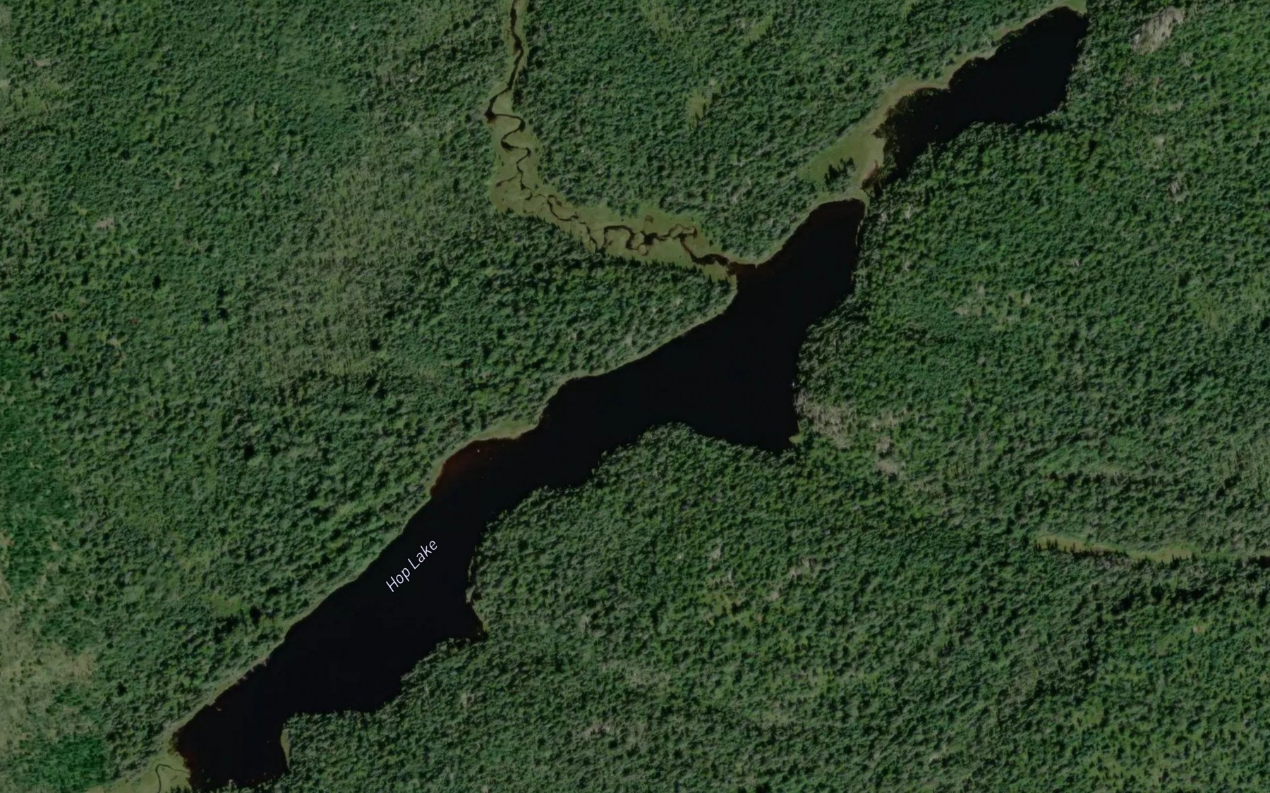 Satellite map of the Hop Lake