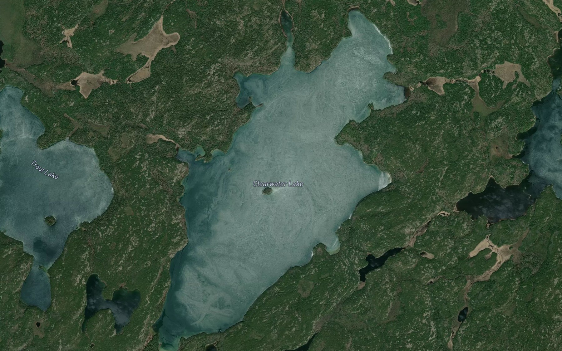 Satellite map of the Clearwater Lake