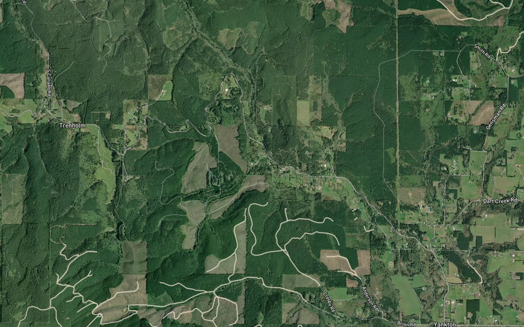 Satellite map of the Salmonberry Creek
