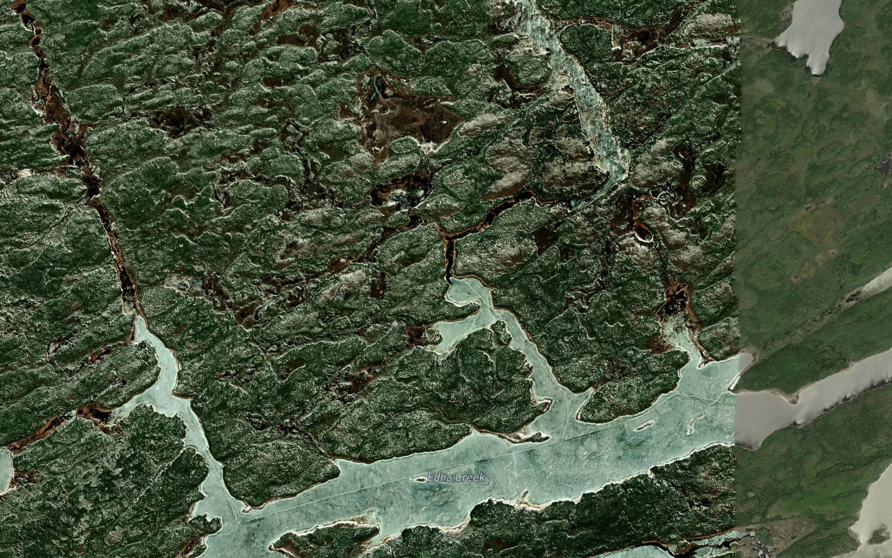Satellite map of the Hansen Creek