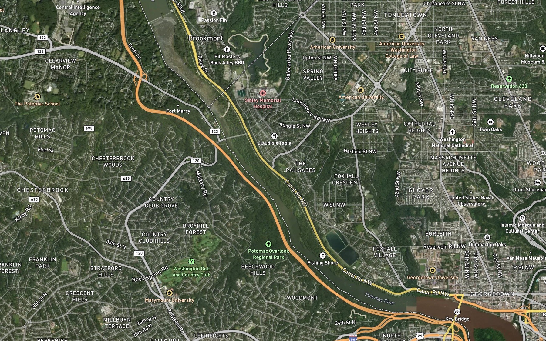 Satellite map of the Davis Branch (historical)