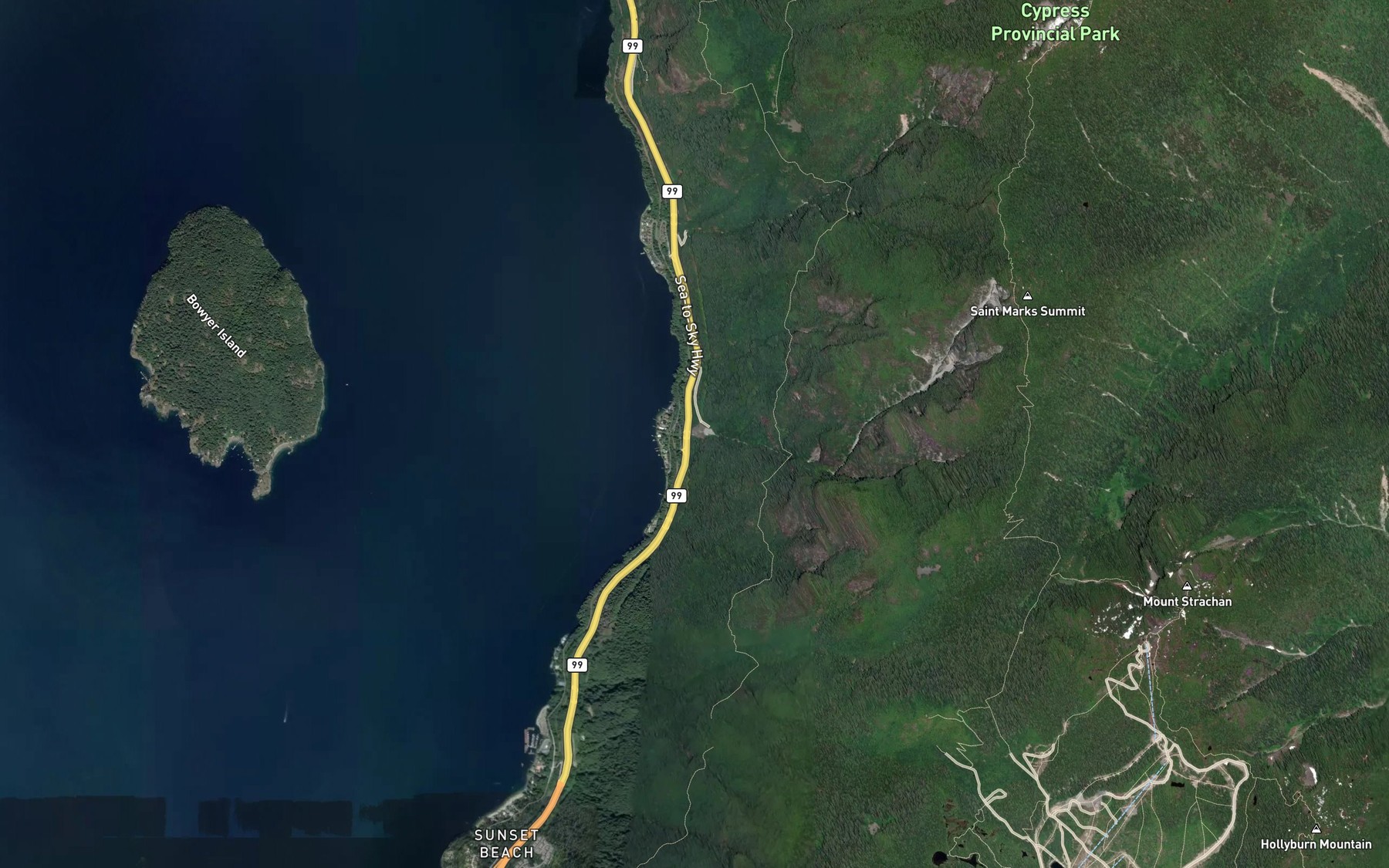 Satellite map of the Charles Creek