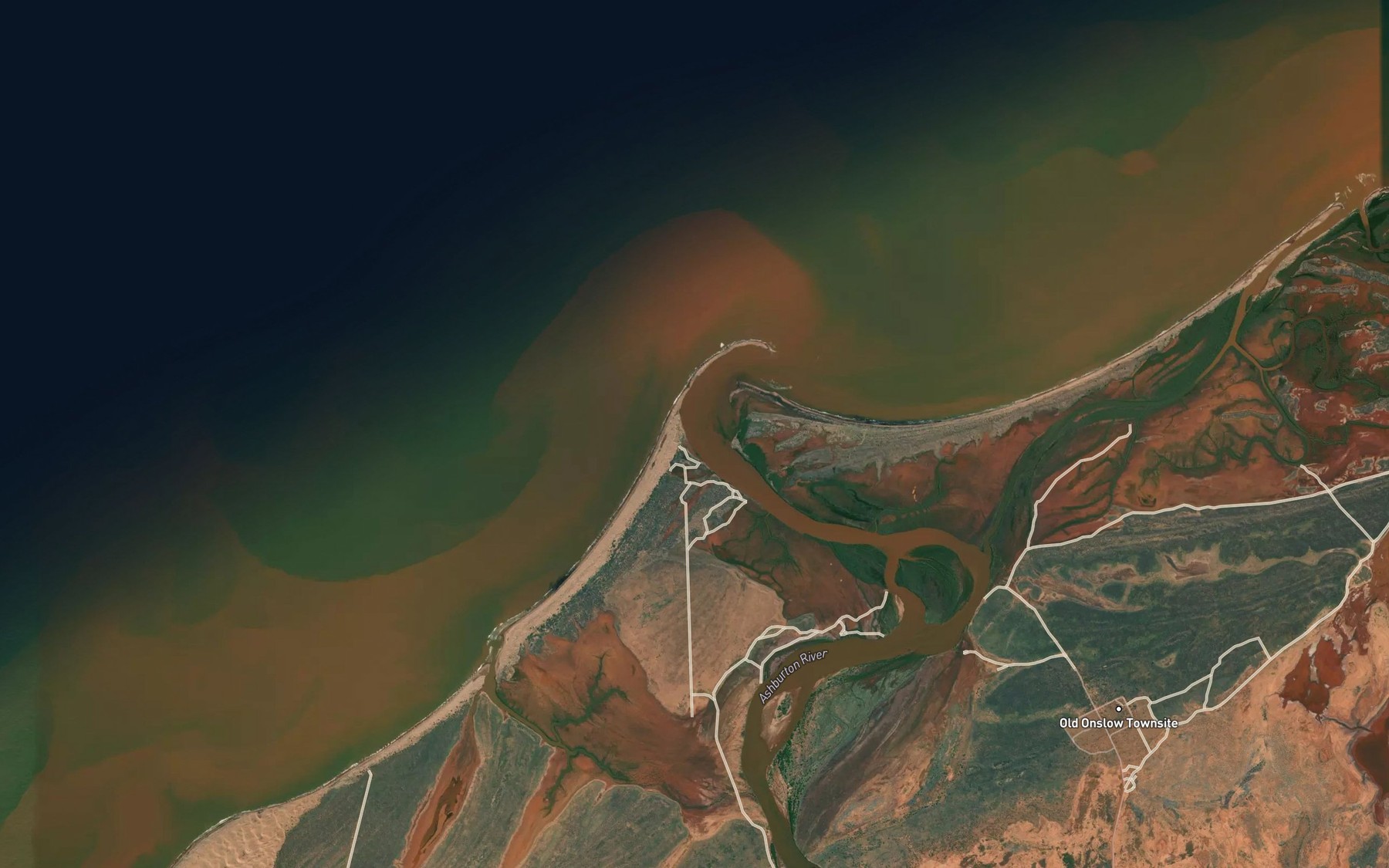 Satellite map of the Ashburton River