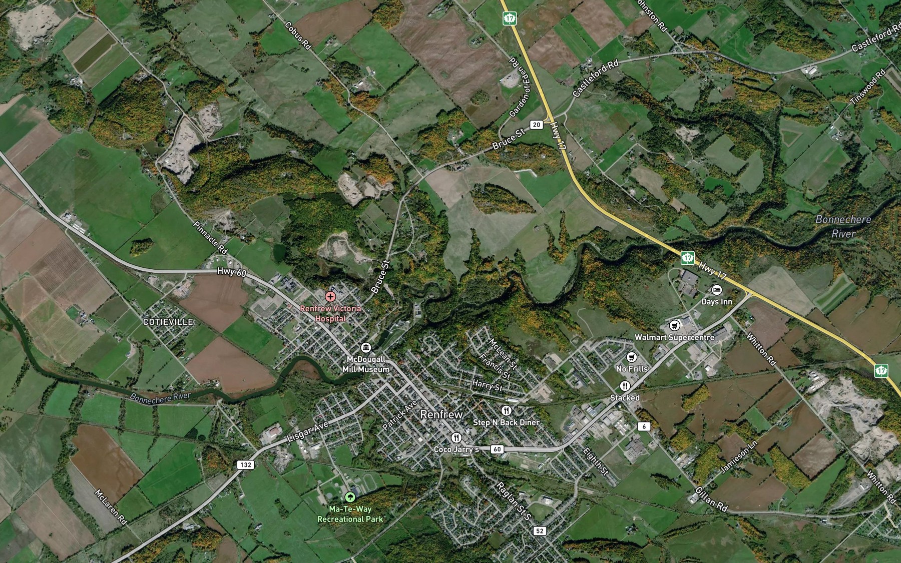 Satellite map of the Kasaboski Creek