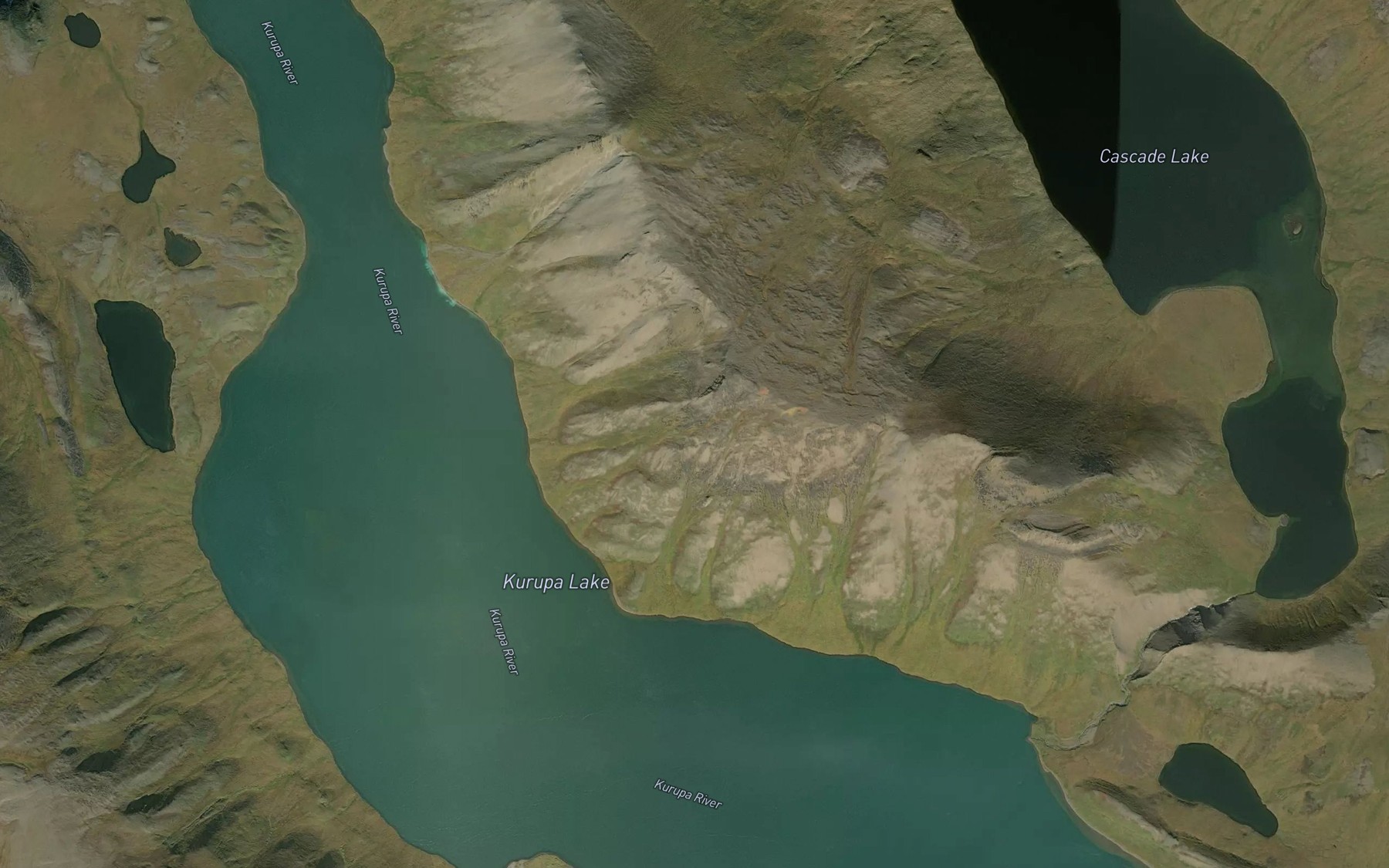 Satellite map of the Kurupa Lakes