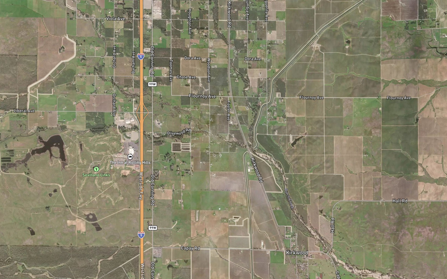Satellite map of the Hall Creek