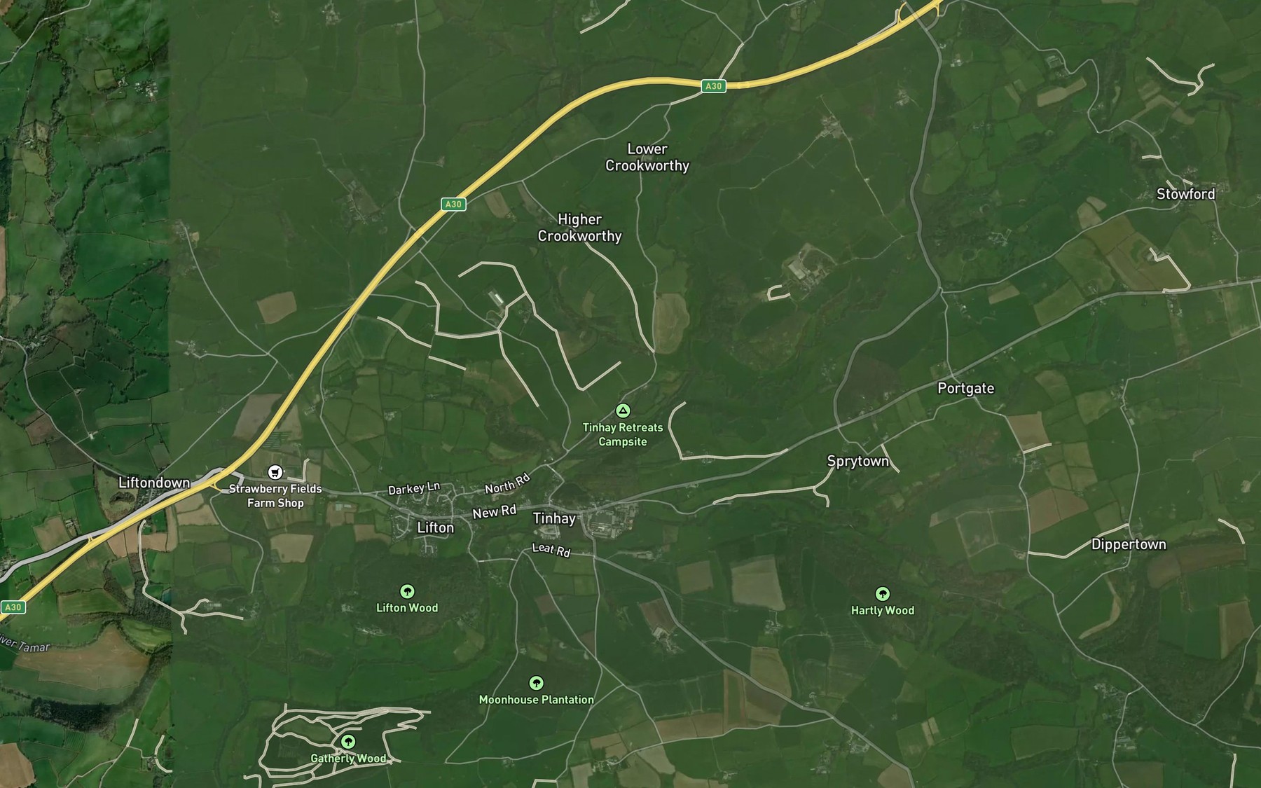 Satellite map of the River Lyd