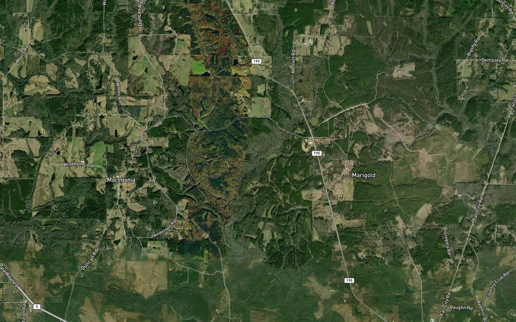 Satellite map of the Far Crooked Creek
