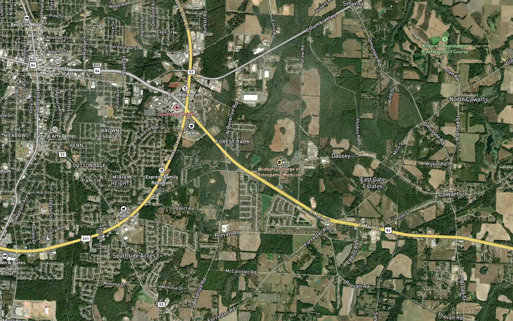 Satellite map of the Porters Lake
