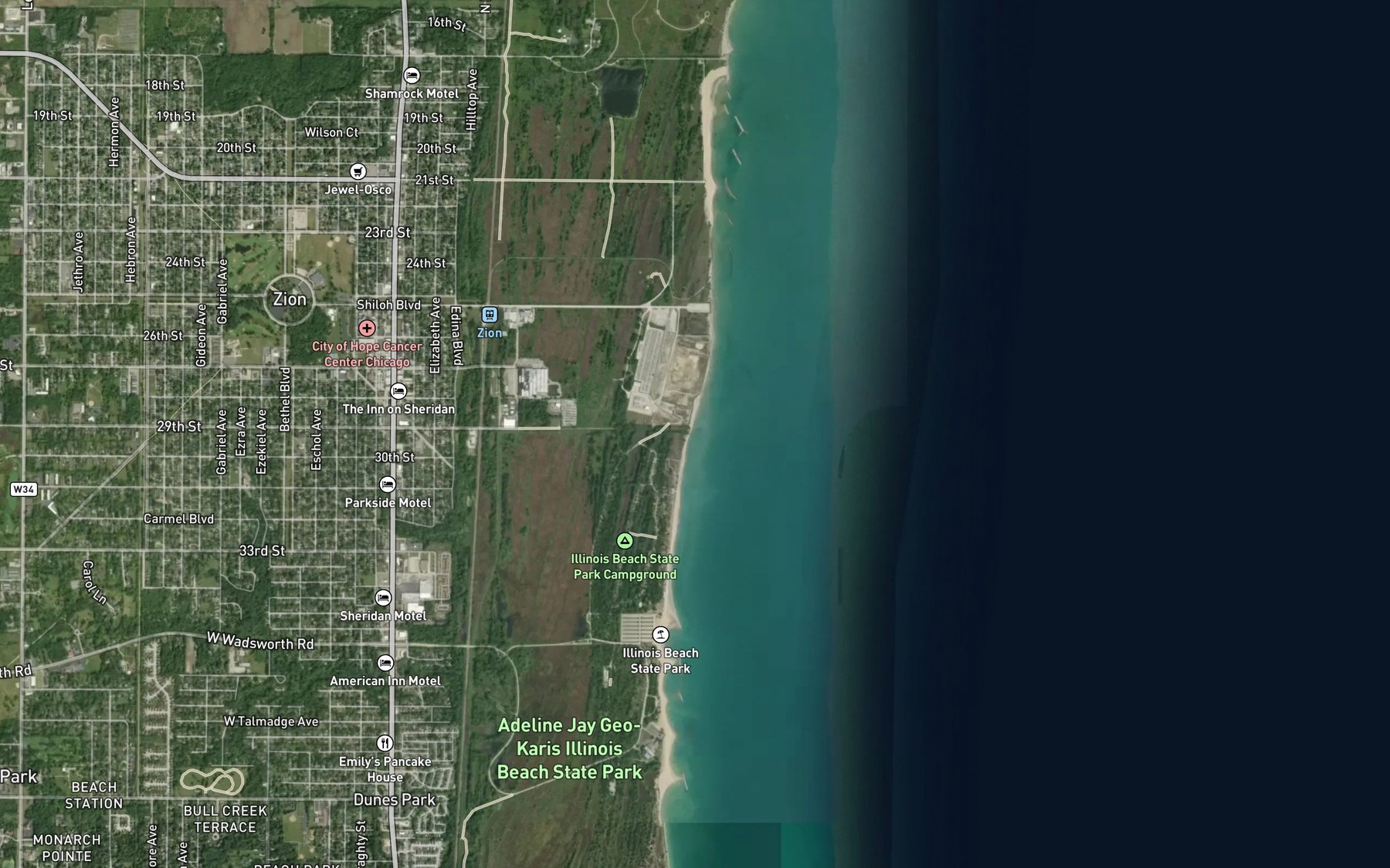Satellite map of the Bull Creek