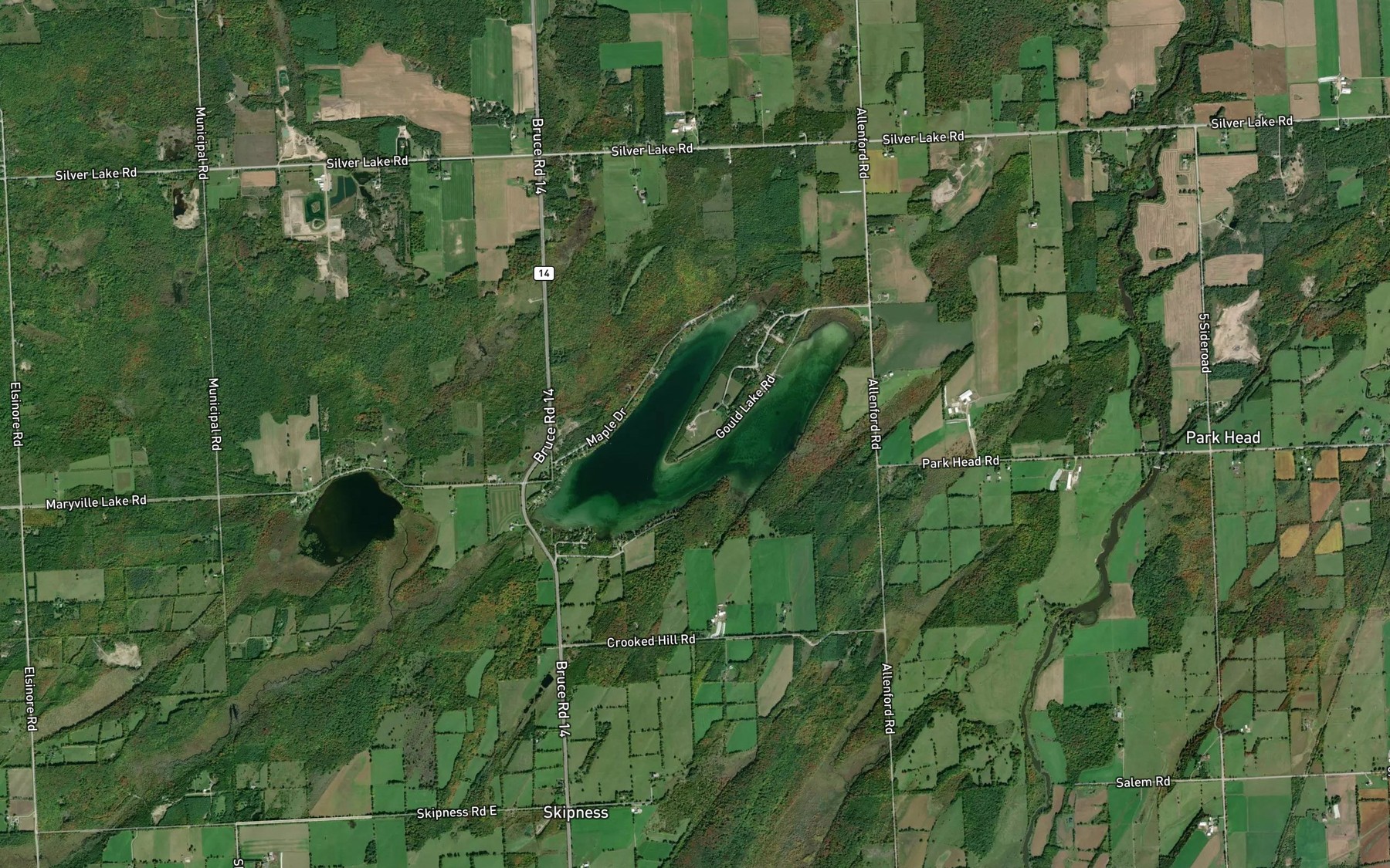 Satellite map of the Gould Lake