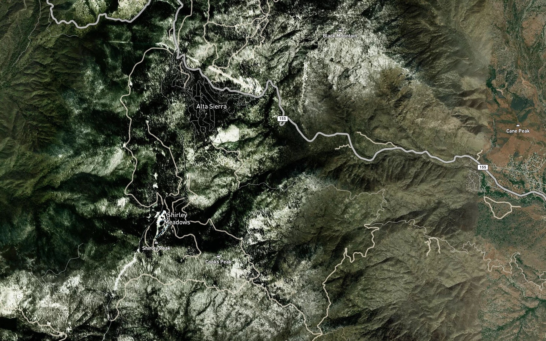 Satellite map of the Shirley Creek