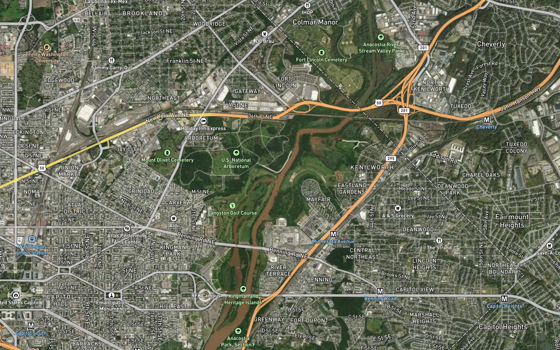 Satellite map of the Hickey Run