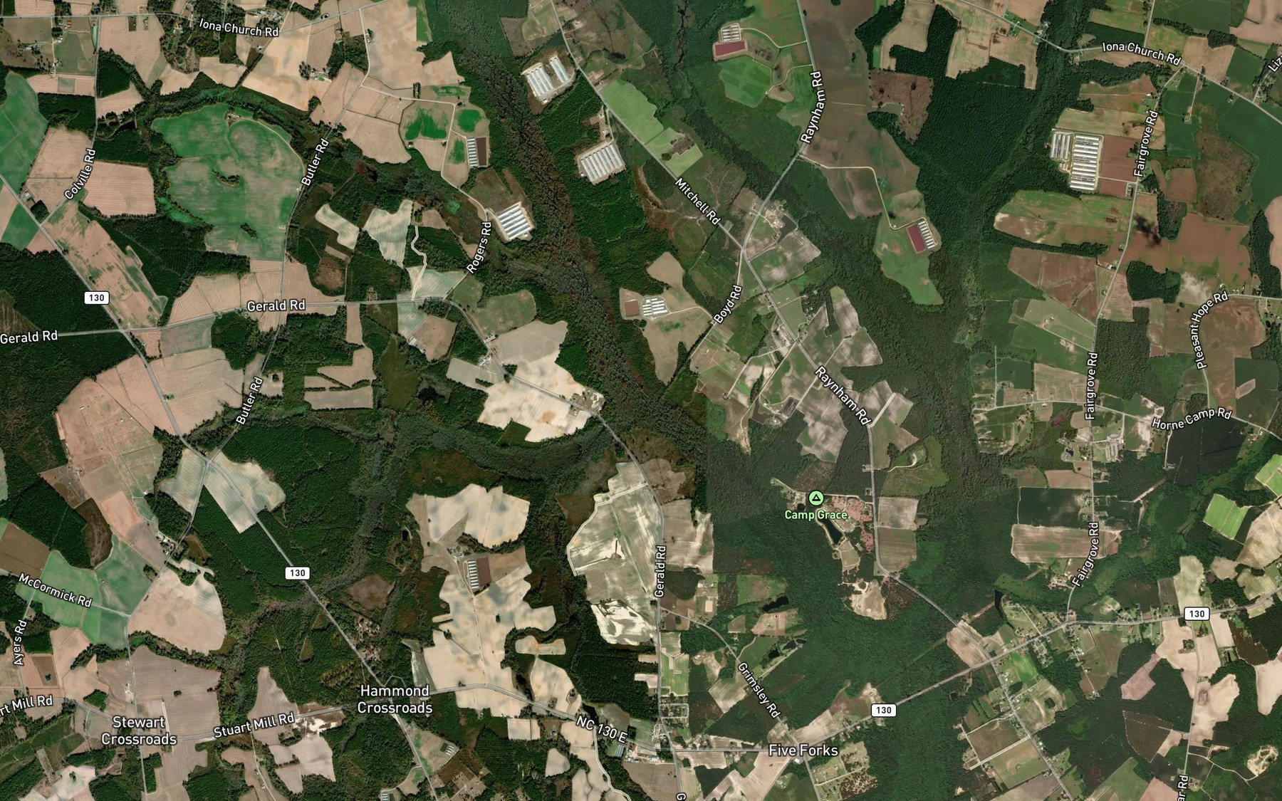 Satellite map of the McLeod Mill Branch